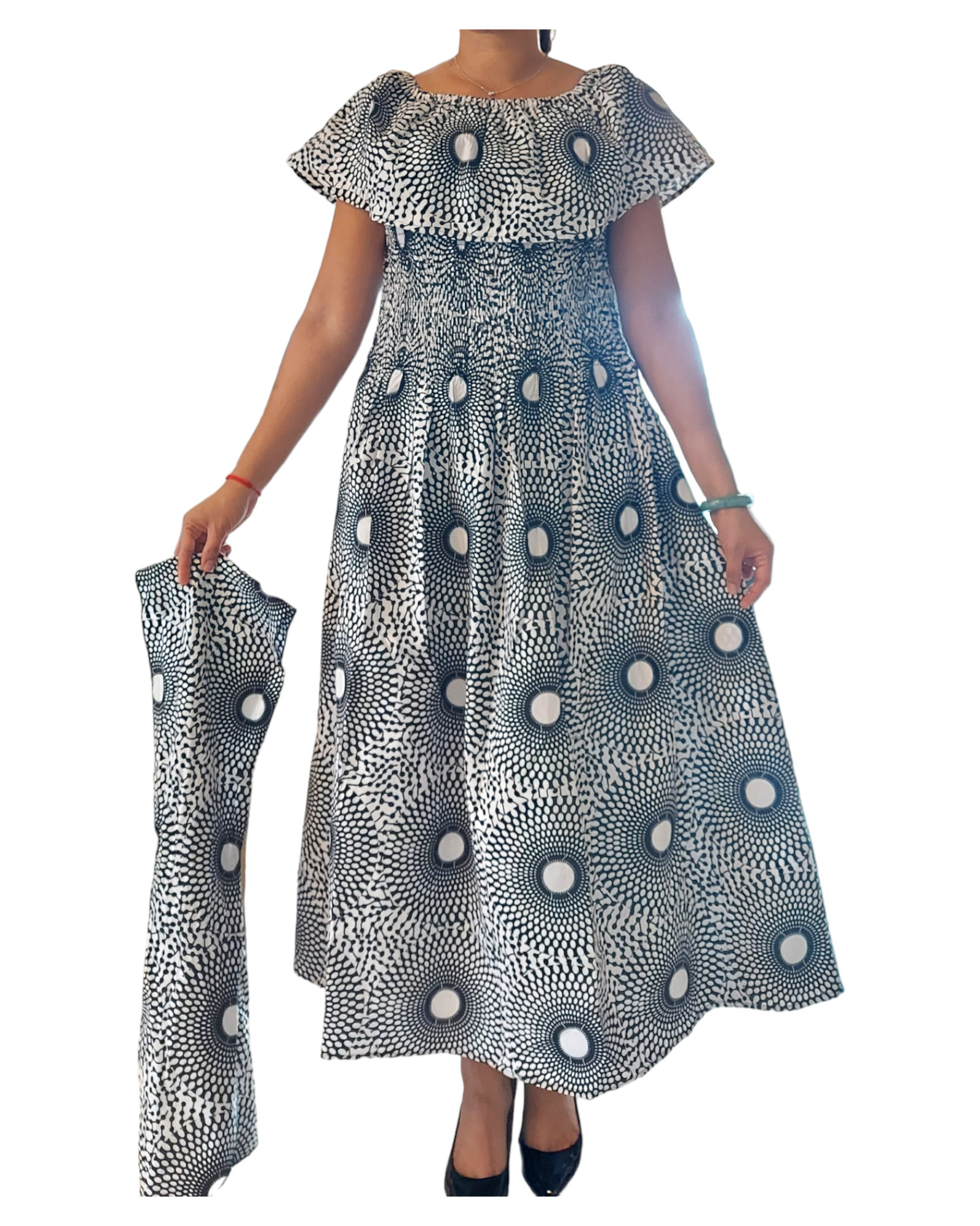 3014L Maxi Dress- White/Black