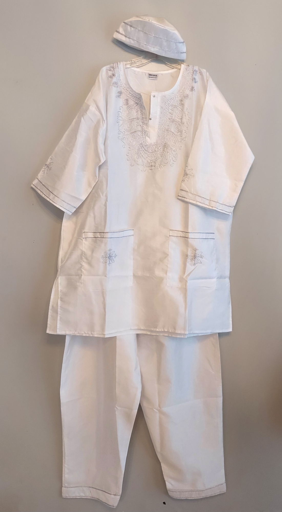 Men's African Attire/ 3Pcs Silk Embroidery Set