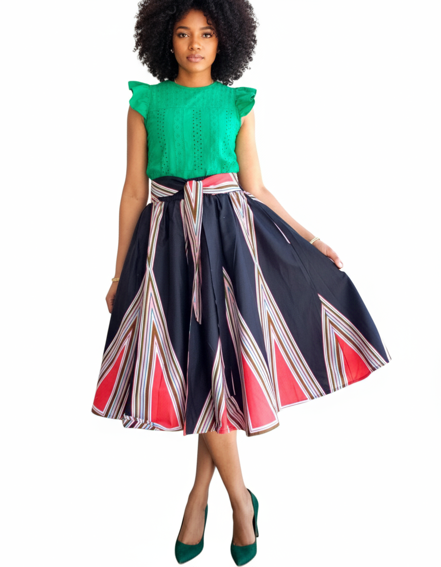 521 - Women Mid  Length Flared Skirt