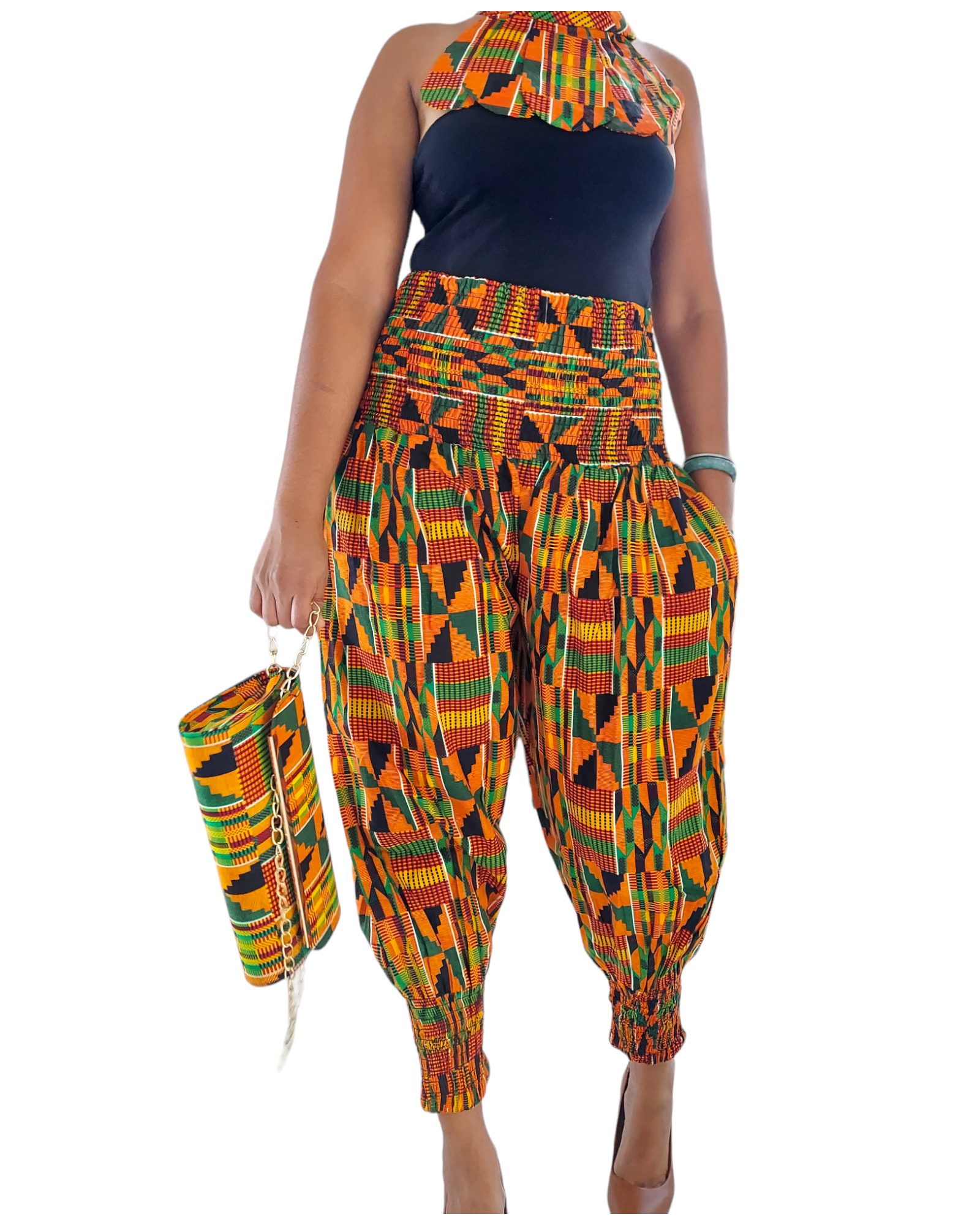 Harem Pant / Bib Necklace / Clutch / Kente - PJ21