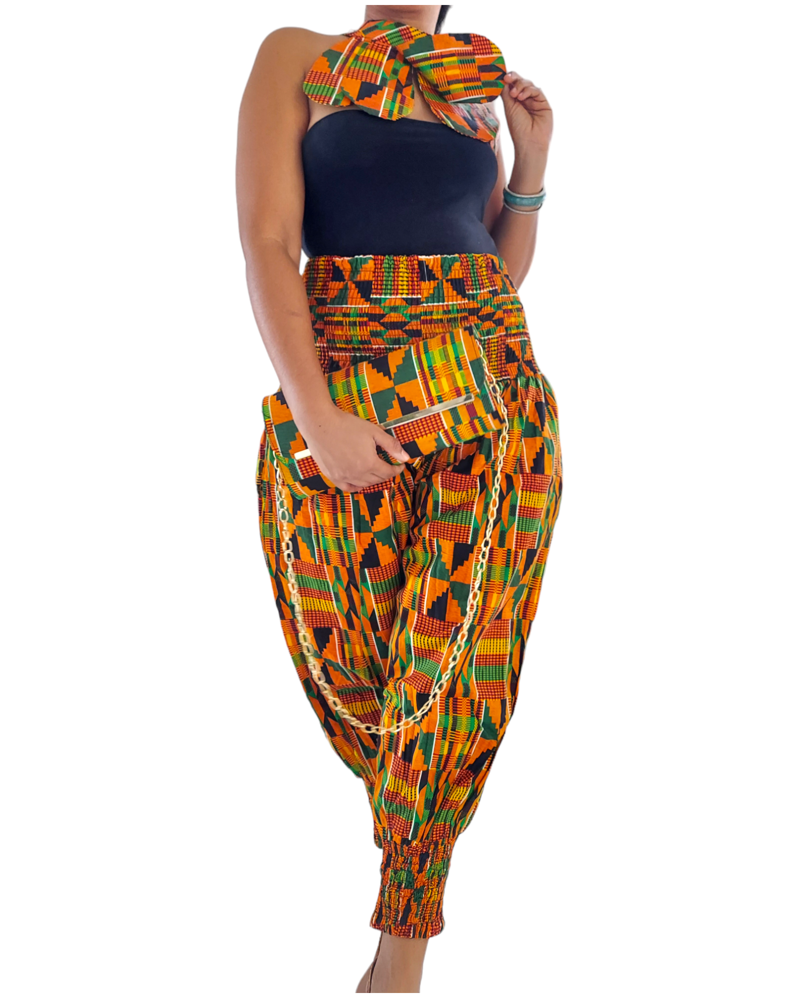 Harem Pant / Bib Necklace / Clutch / Kente - PJ21