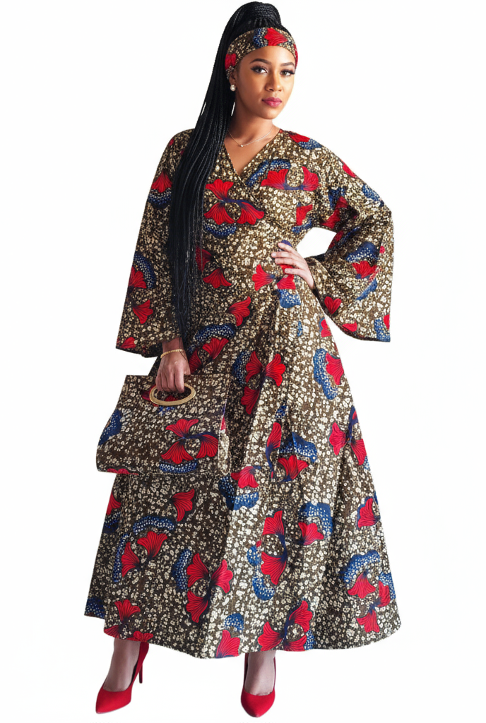 Combo - Long Wrap Dress + Pocketbook Set3 1014