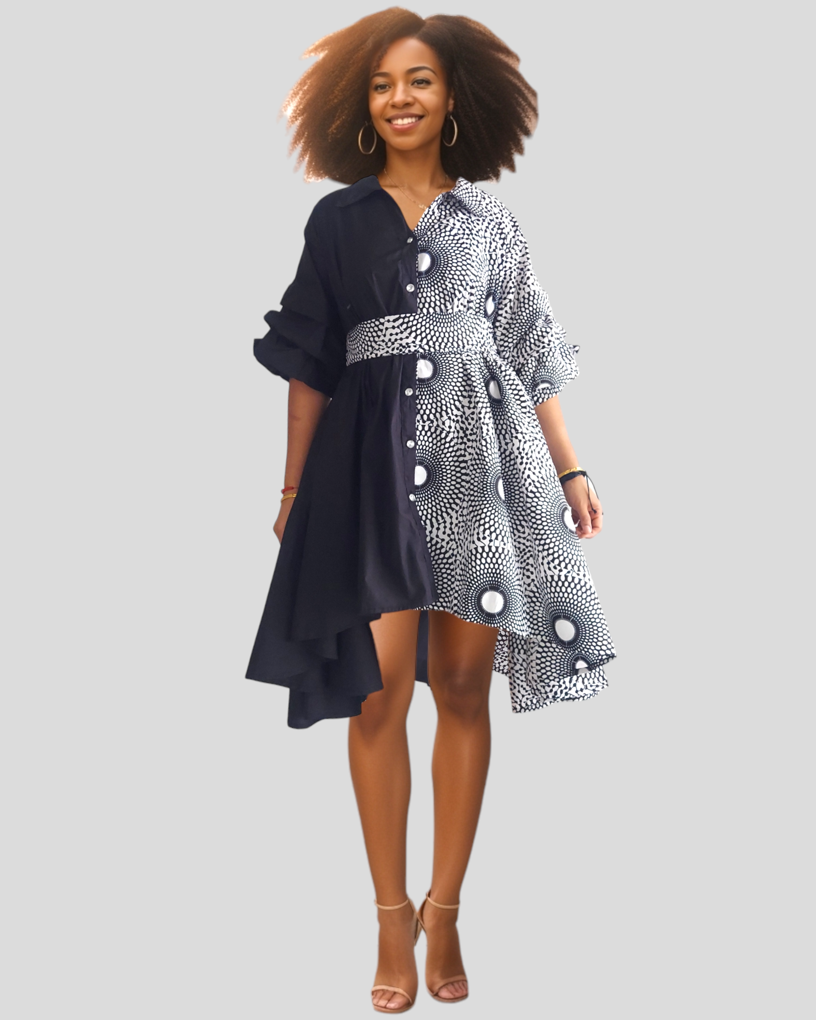 Swing Dress/ Cotton Two Tone 25013 - 57