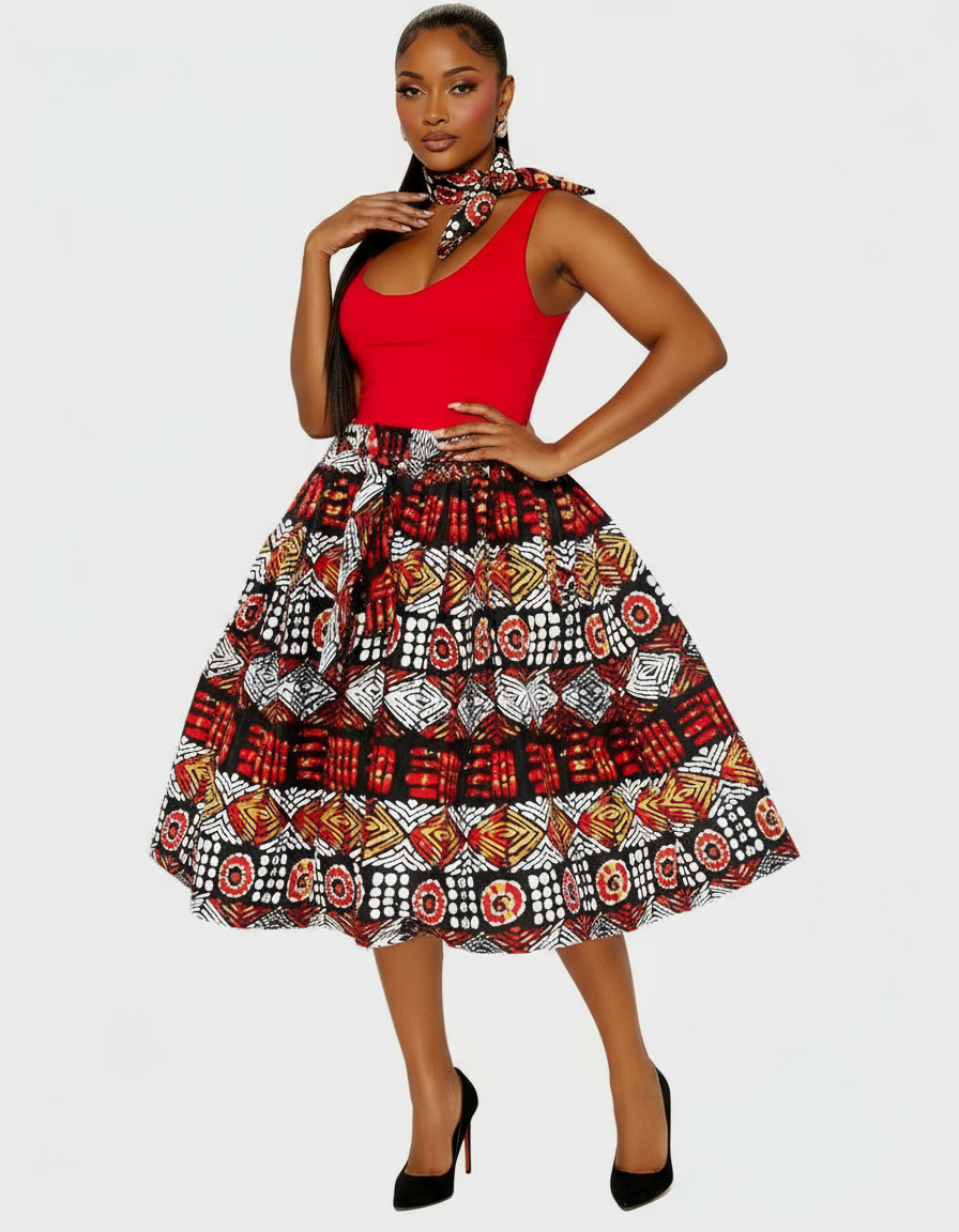 7012  Mid Length Cotton skirt