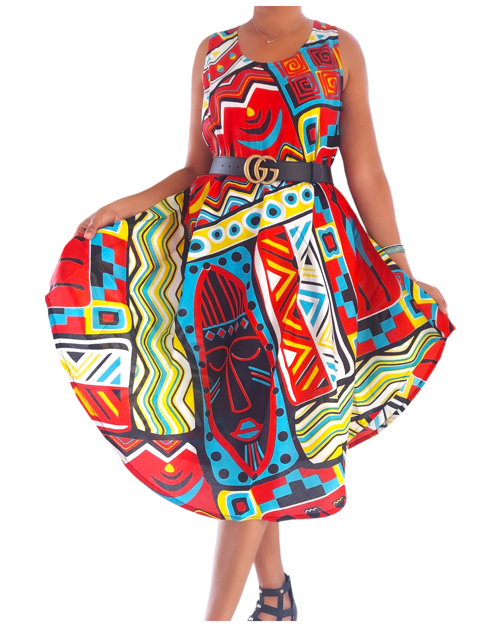 Umbrella Dress/ Beach Dress/ Tribal Print- 1691