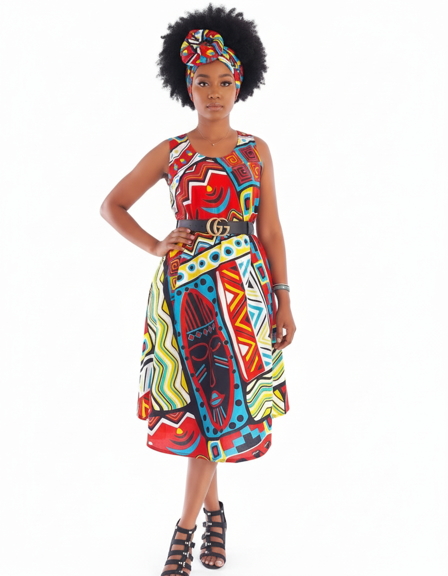 Umbrella Dress/ Beach Dress/ Tribal Print- 1691