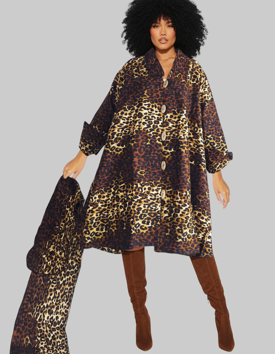 Cotton Swing Dress/ Top- Brown Animal 243