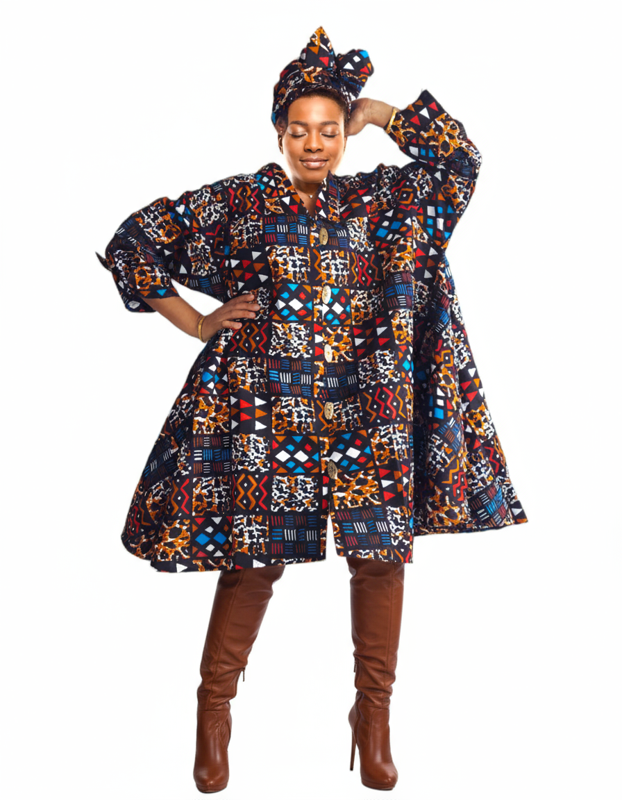 Cotton Swing Dress / Top- Brown 243