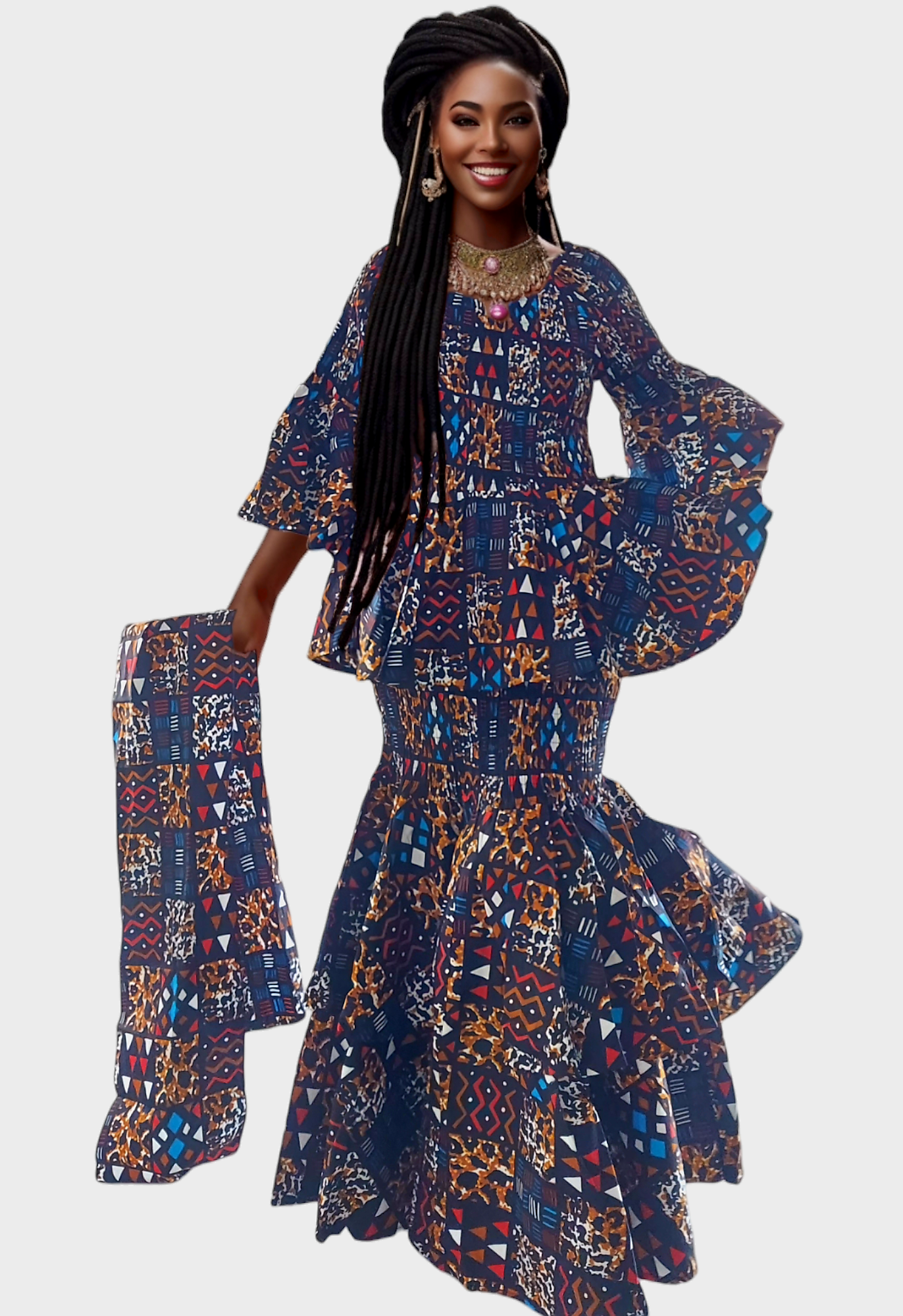 Smock Tiered Skirt & Blouse  Set ST15