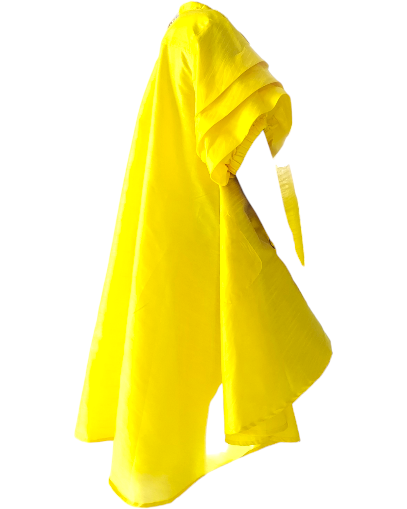 Swing Dress/ Faux Silk/ Ruffle Sleeve - Yellow 25013