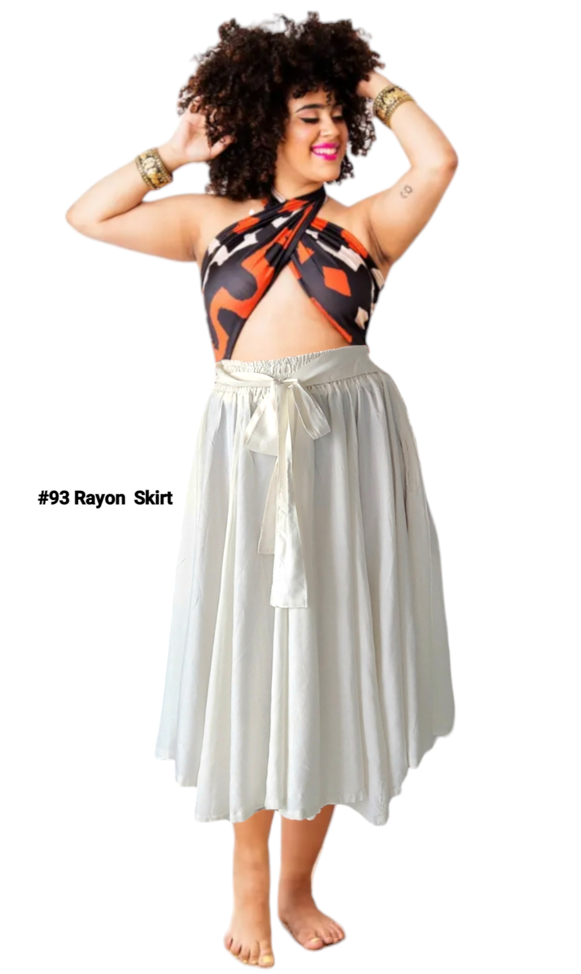 Rayon Skirt Mid Length - Off White 93