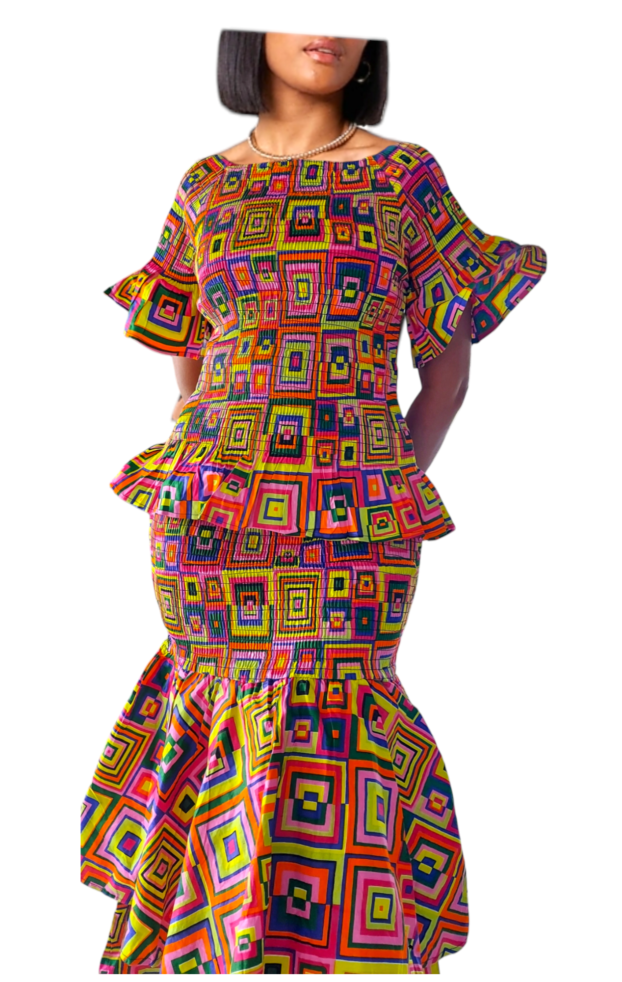 Smock Skirt & Blouse Set - ST15 Multi