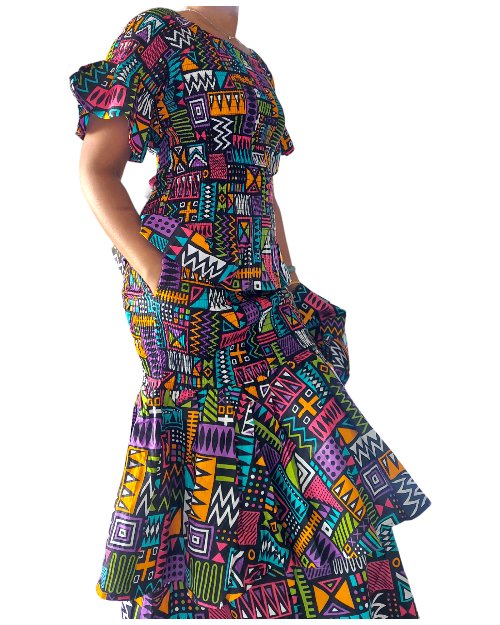 Smock Skirt & Blouse Set - ST15 Multi