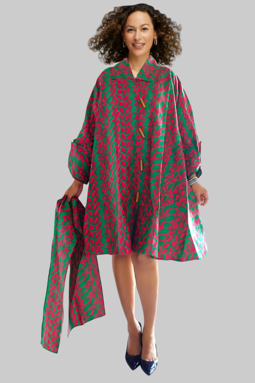 243- Cotton Swing Dress / Top -Pink/ Green2