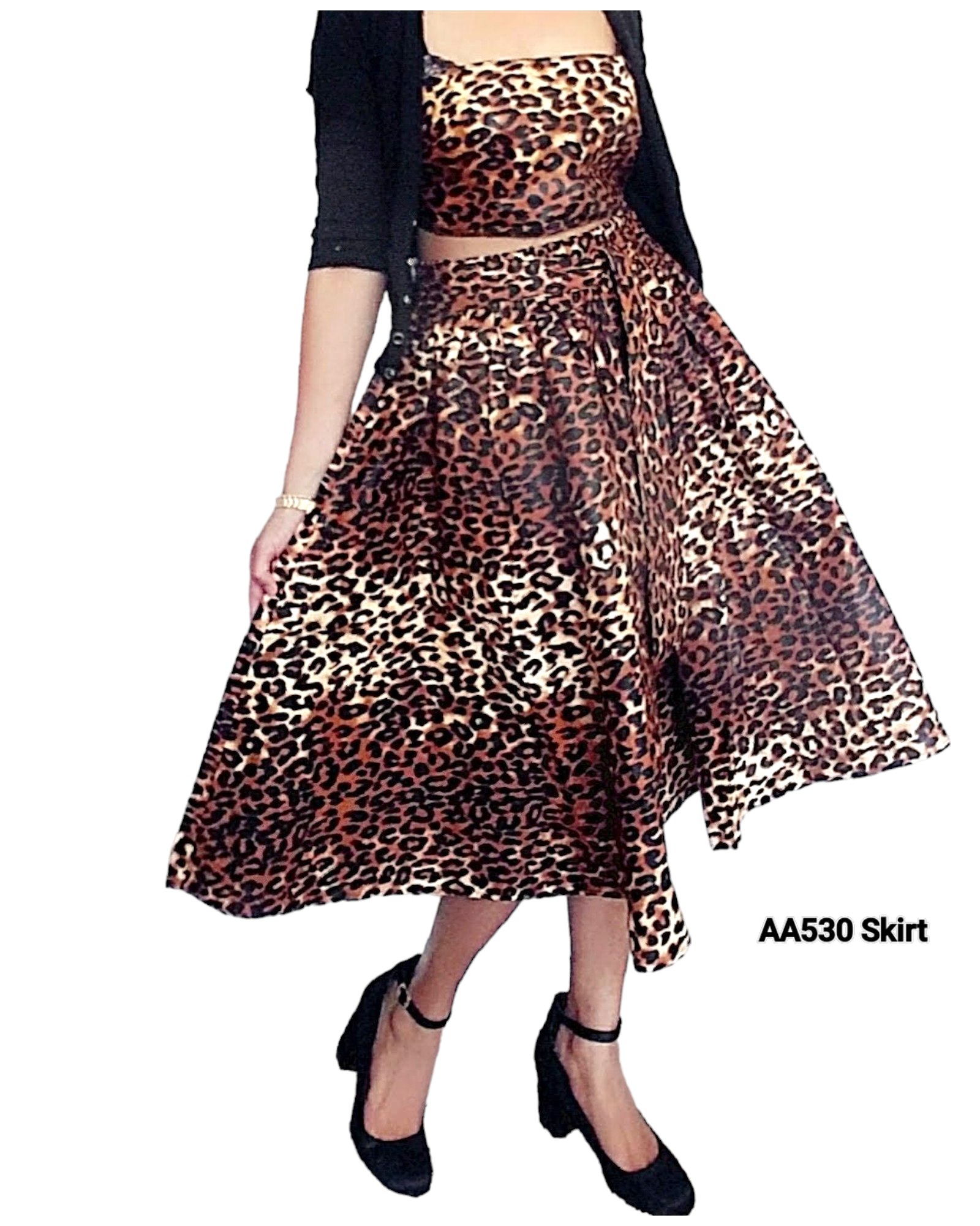 Woman Mid Length Skirt - Brown Animal Print AA530