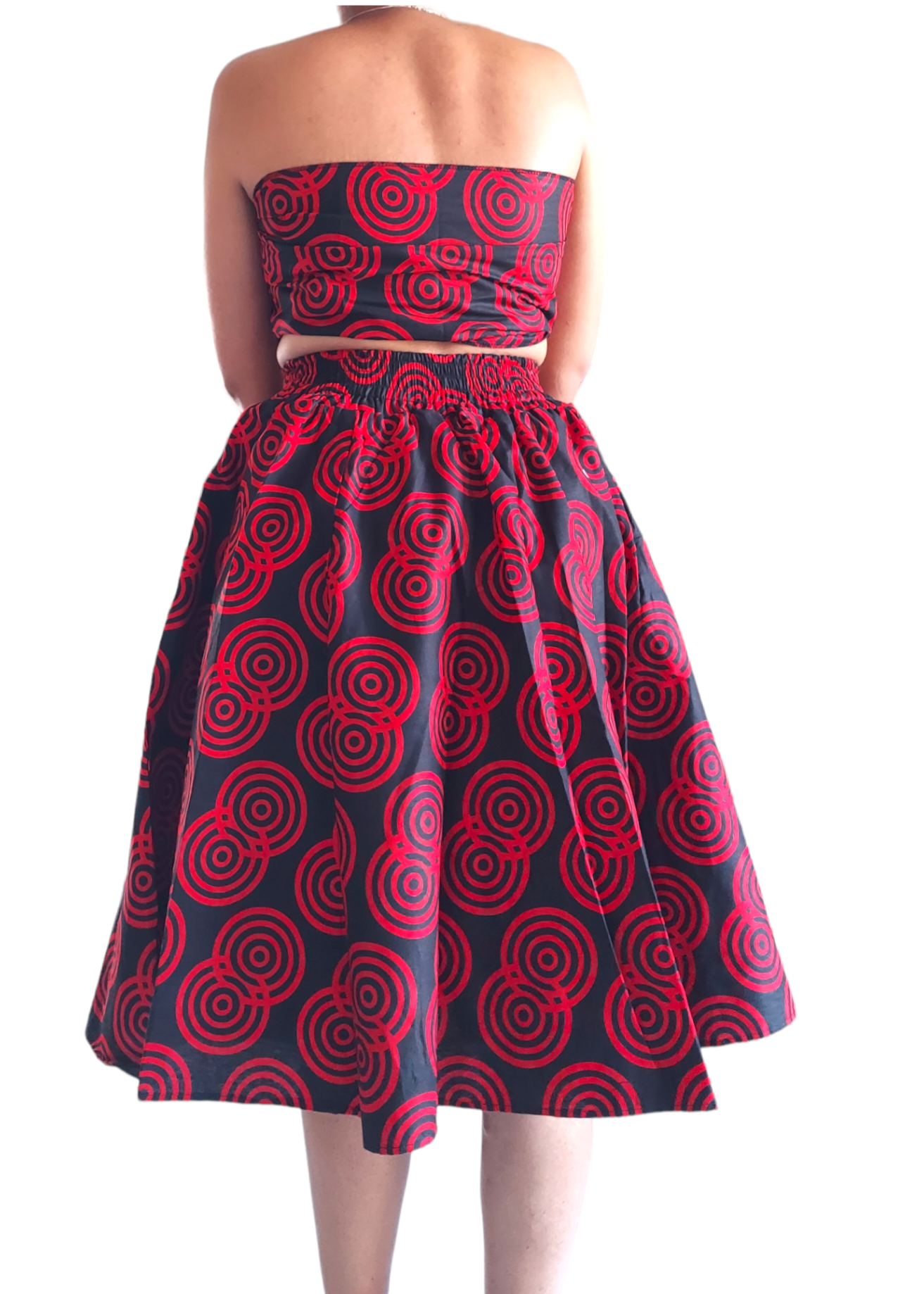 521 Mid Length Skirt - Black/Red