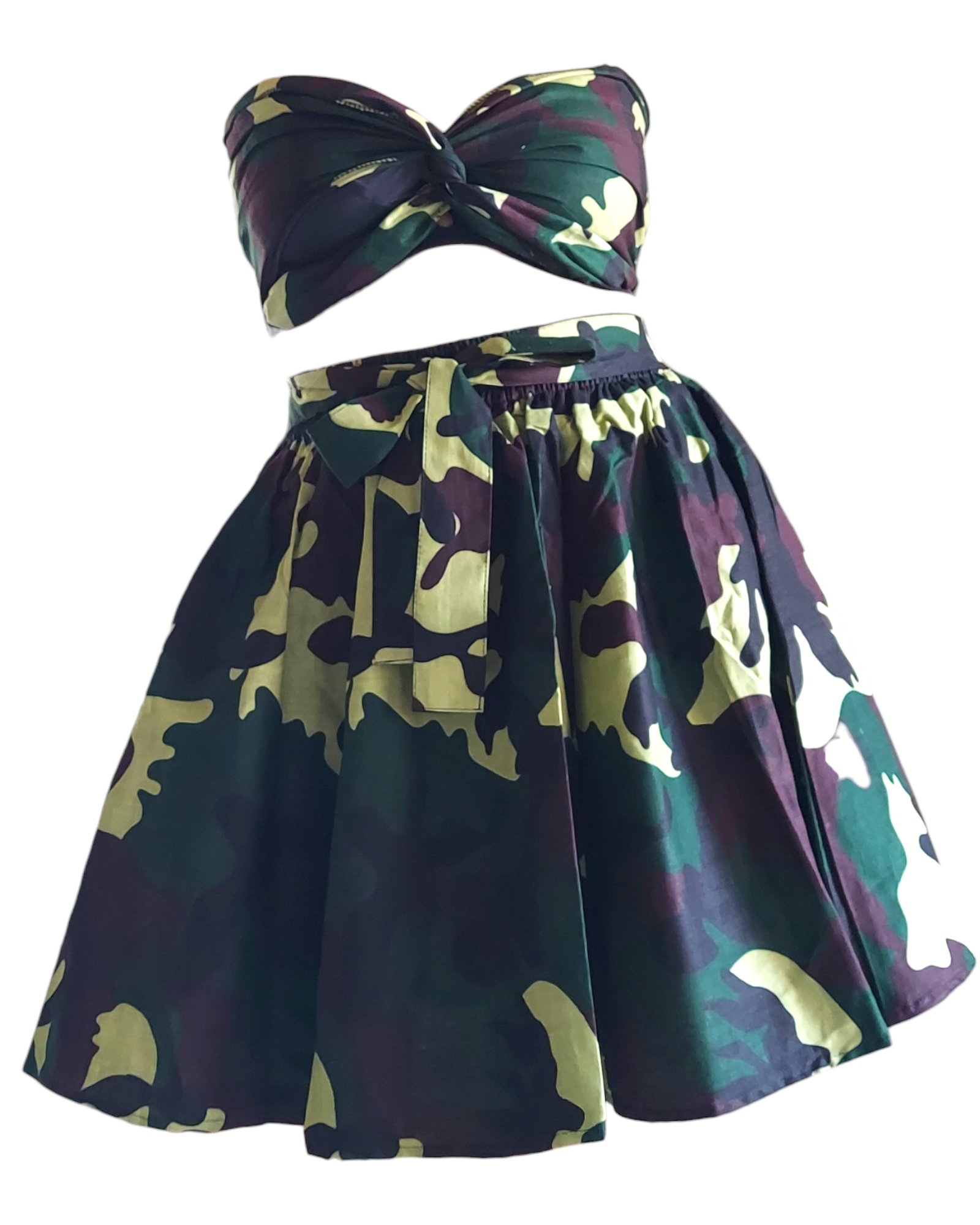 524 Short skirt with Scarf - Camouflage Green