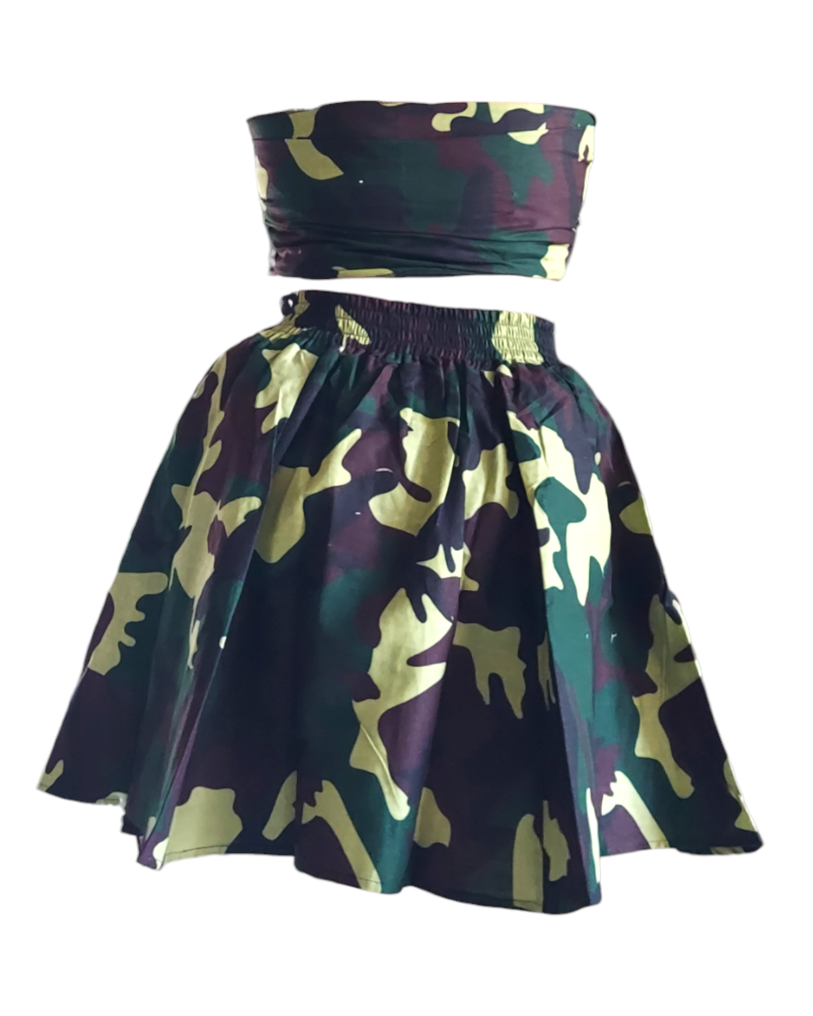 524 Short skirt with Scarf - Camouflage Green