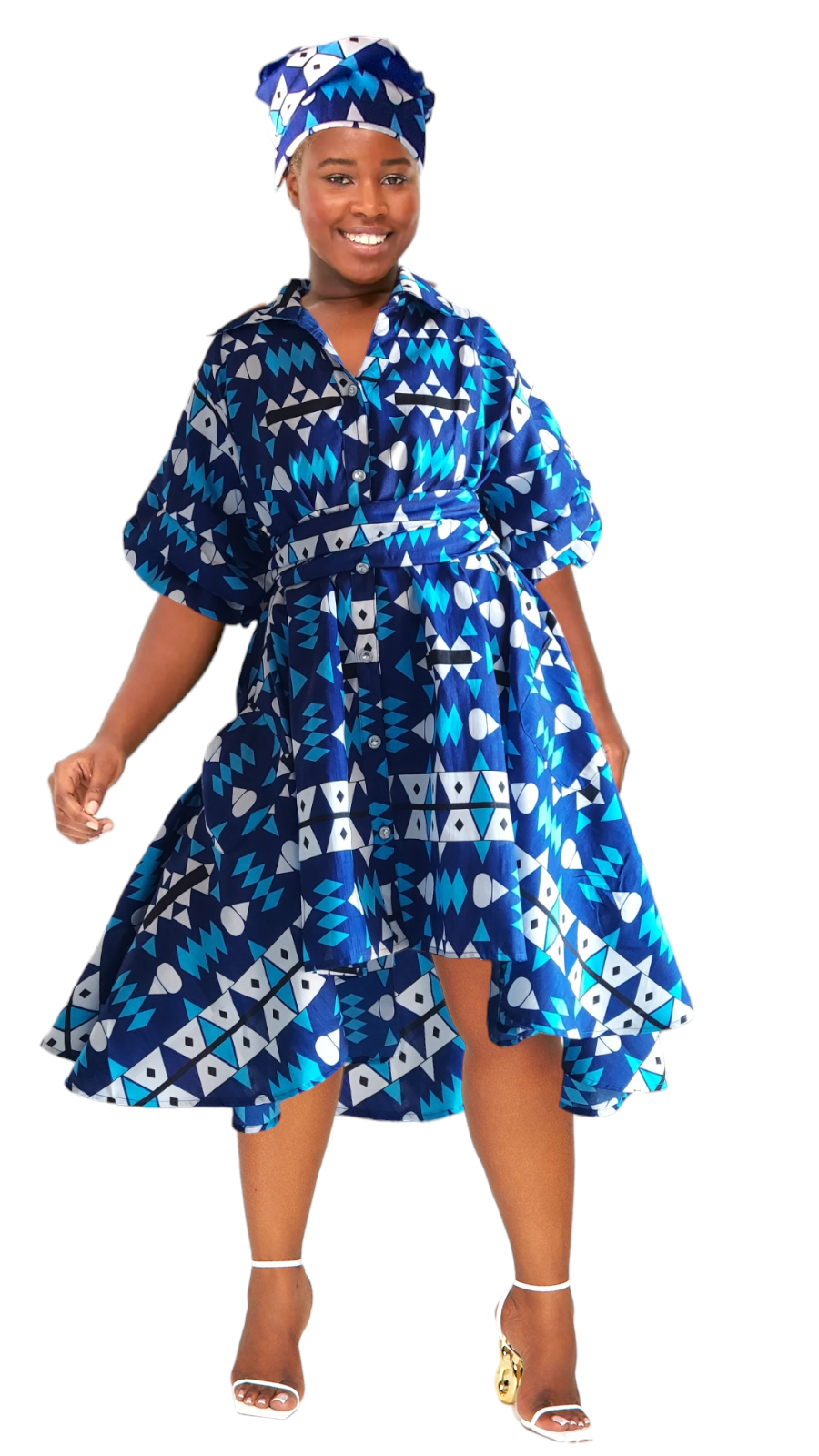 IB25013 - Swing Dress/ Faux Silk / Printed C