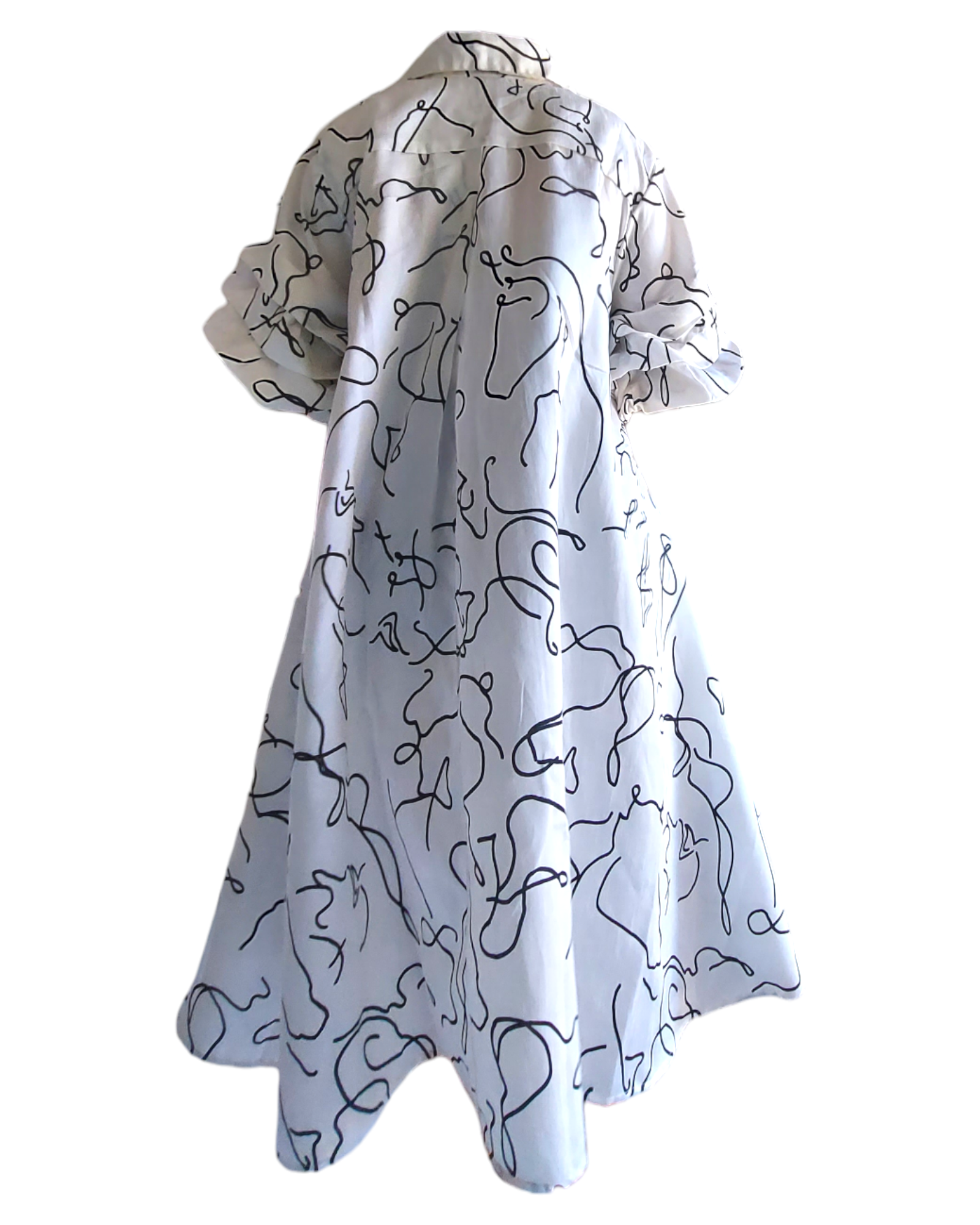 Swing Dress/ Faux Silk White/Black 758