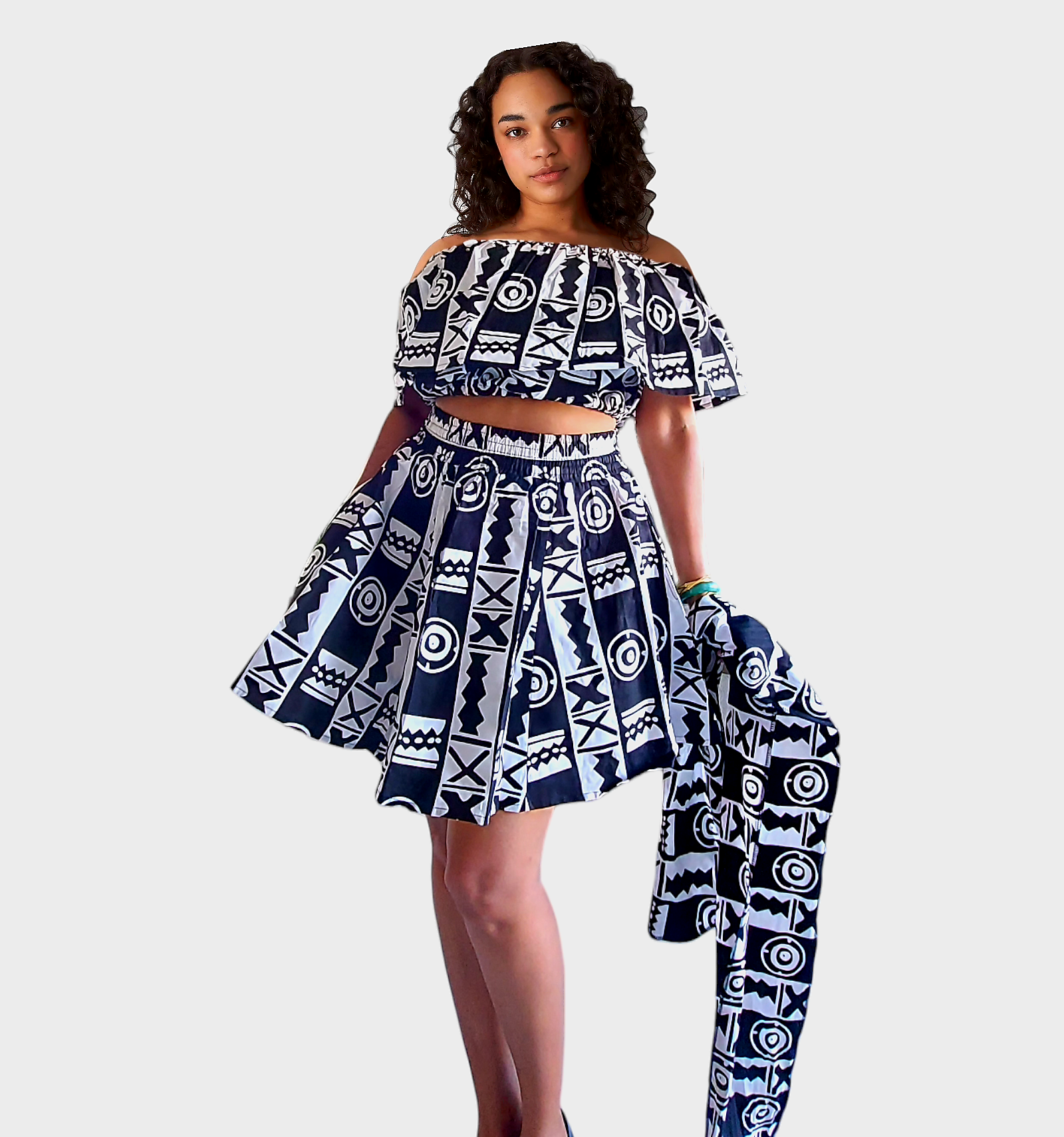 Mini Skirt & Tube Crop Top Set- IB777-65