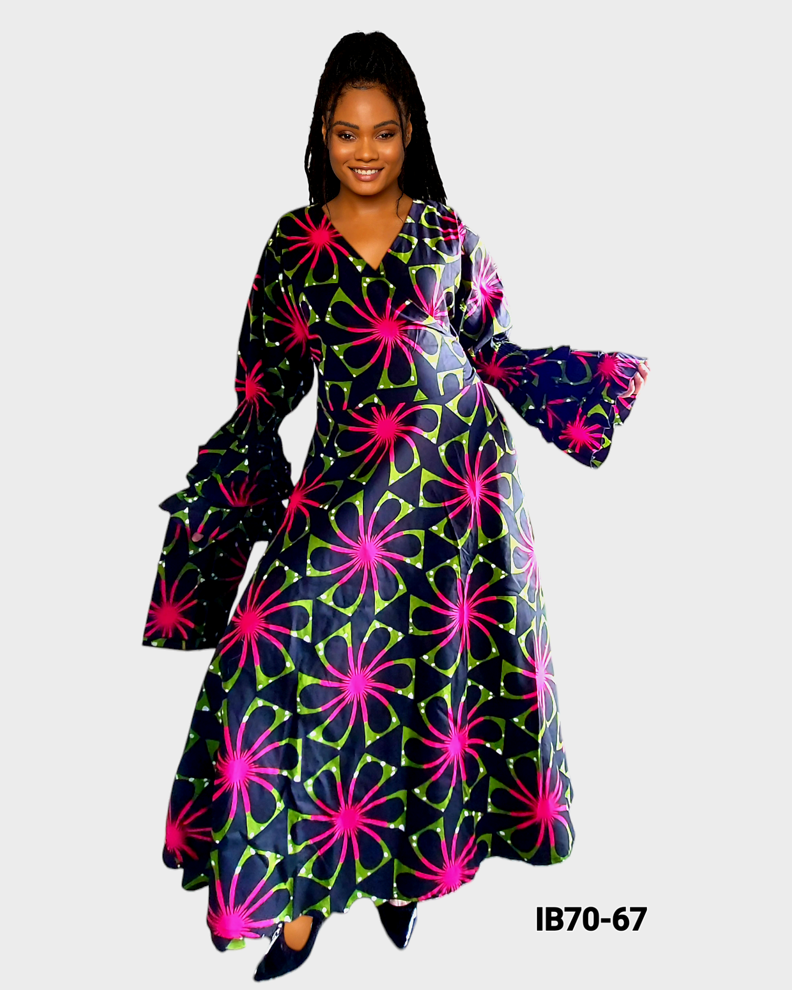 70- Long Wrap Dress- Floral Print67