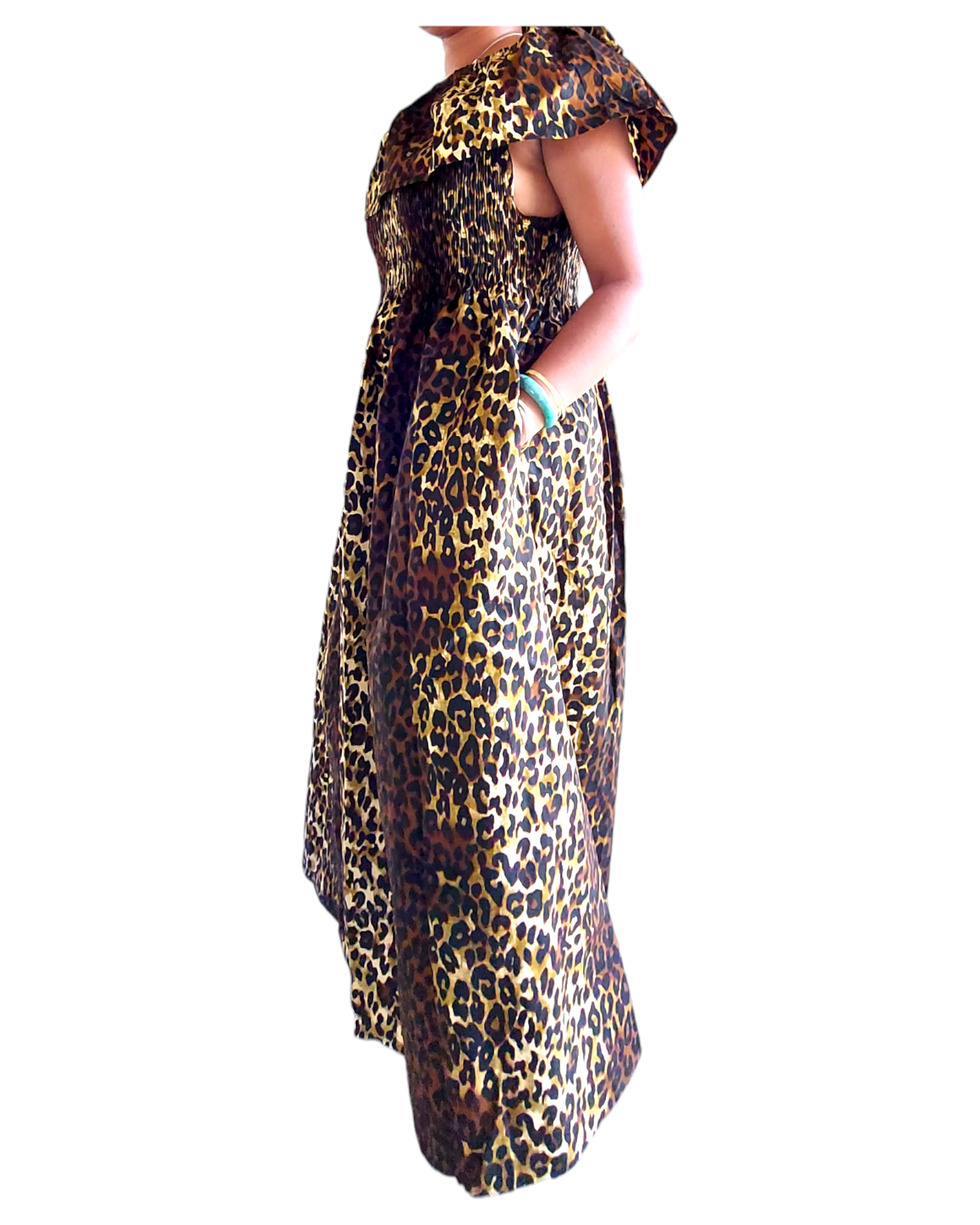 3014L  Maxi Dress-Brown Animal Print