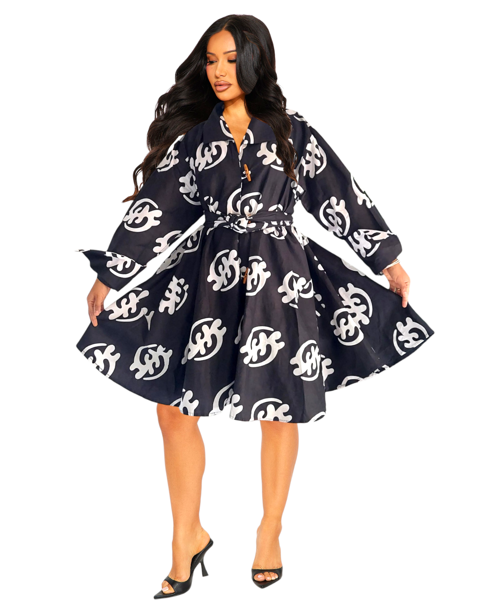 Cotton Swing Dress / Top - Black/ White Gyname 243