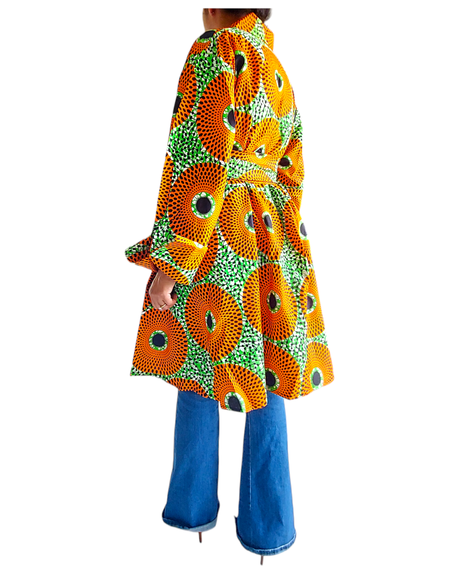 Cotton Swing Dress / Top- Orange/Green 1207