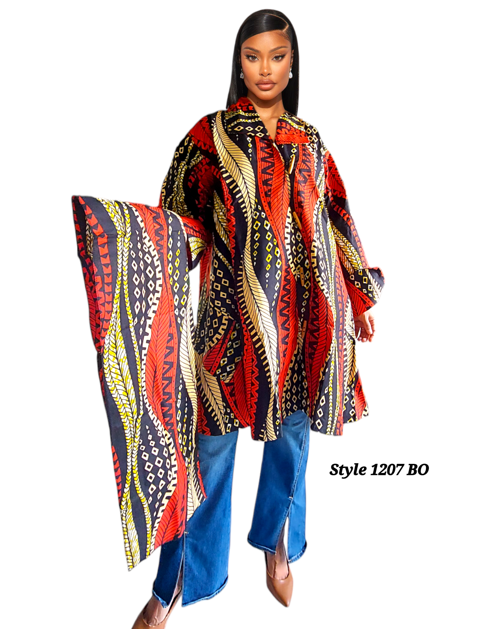 Cotton Swing Dress / Top Black/Orange 1207