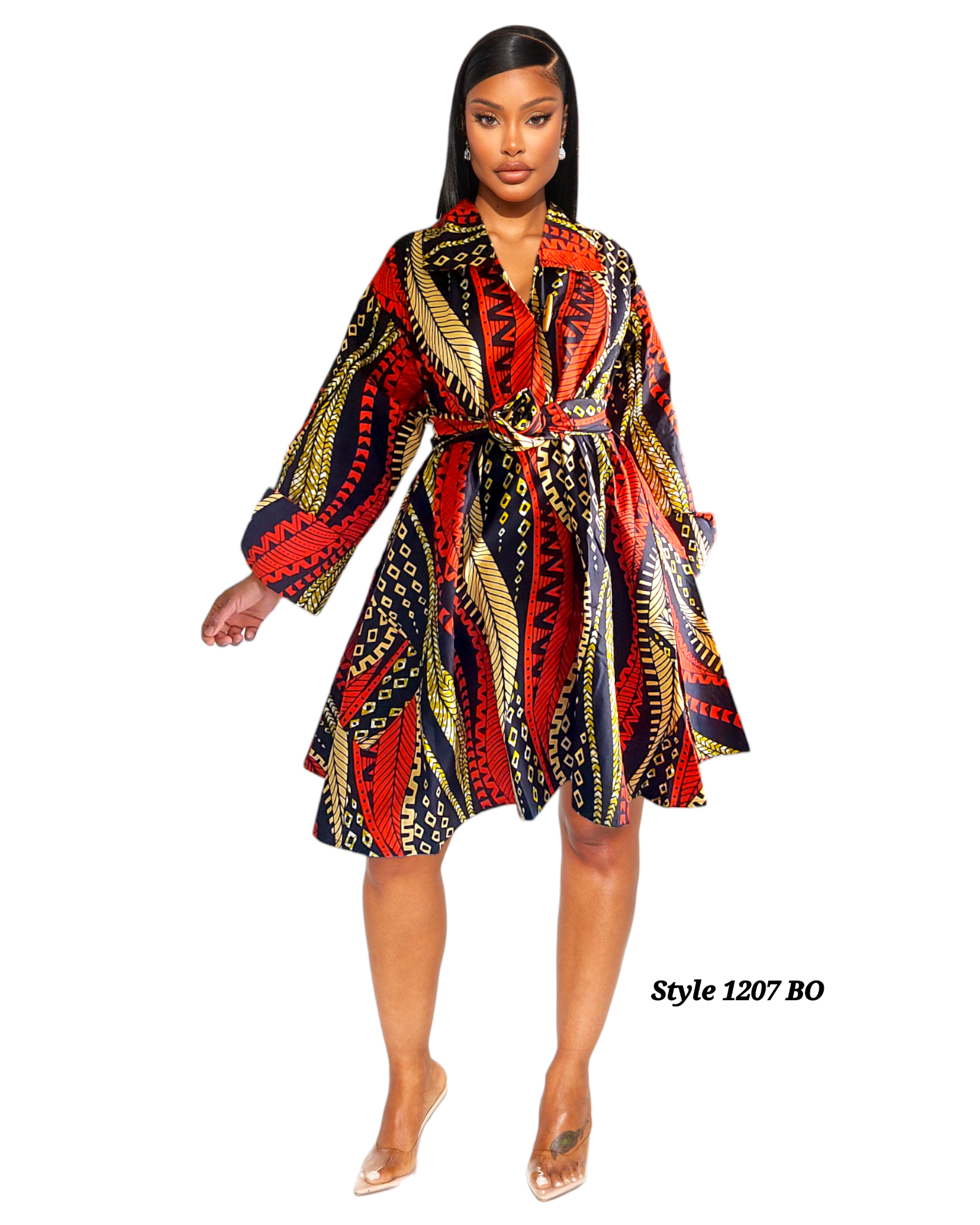 Cotton Swing Dress / Top Black/Orange 1207