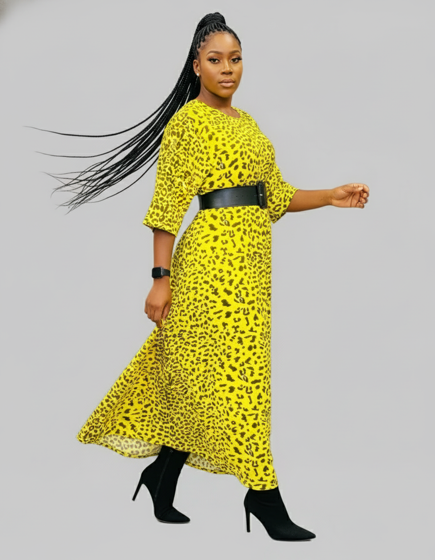 Bubble  Dress / Green Leopard 161-6