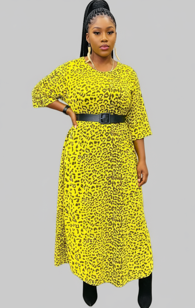 Bubble  Dress / Green Leopard 161-6