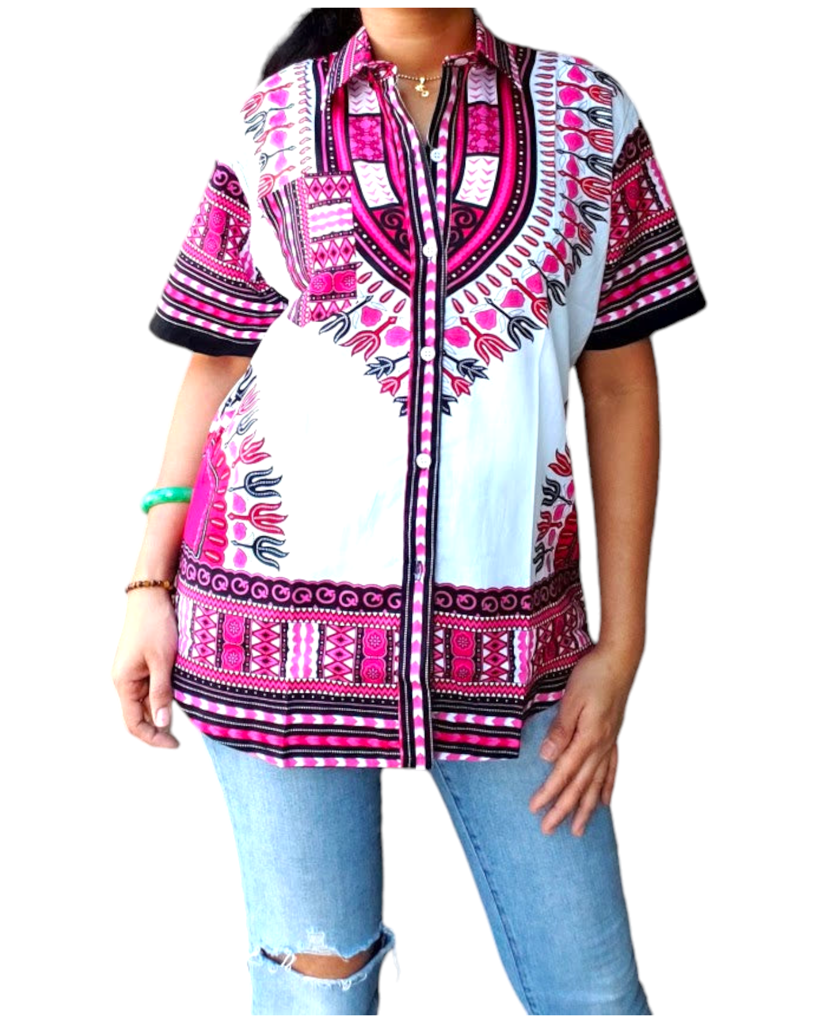 586- Unisex Button Down Shirt- Dashiki