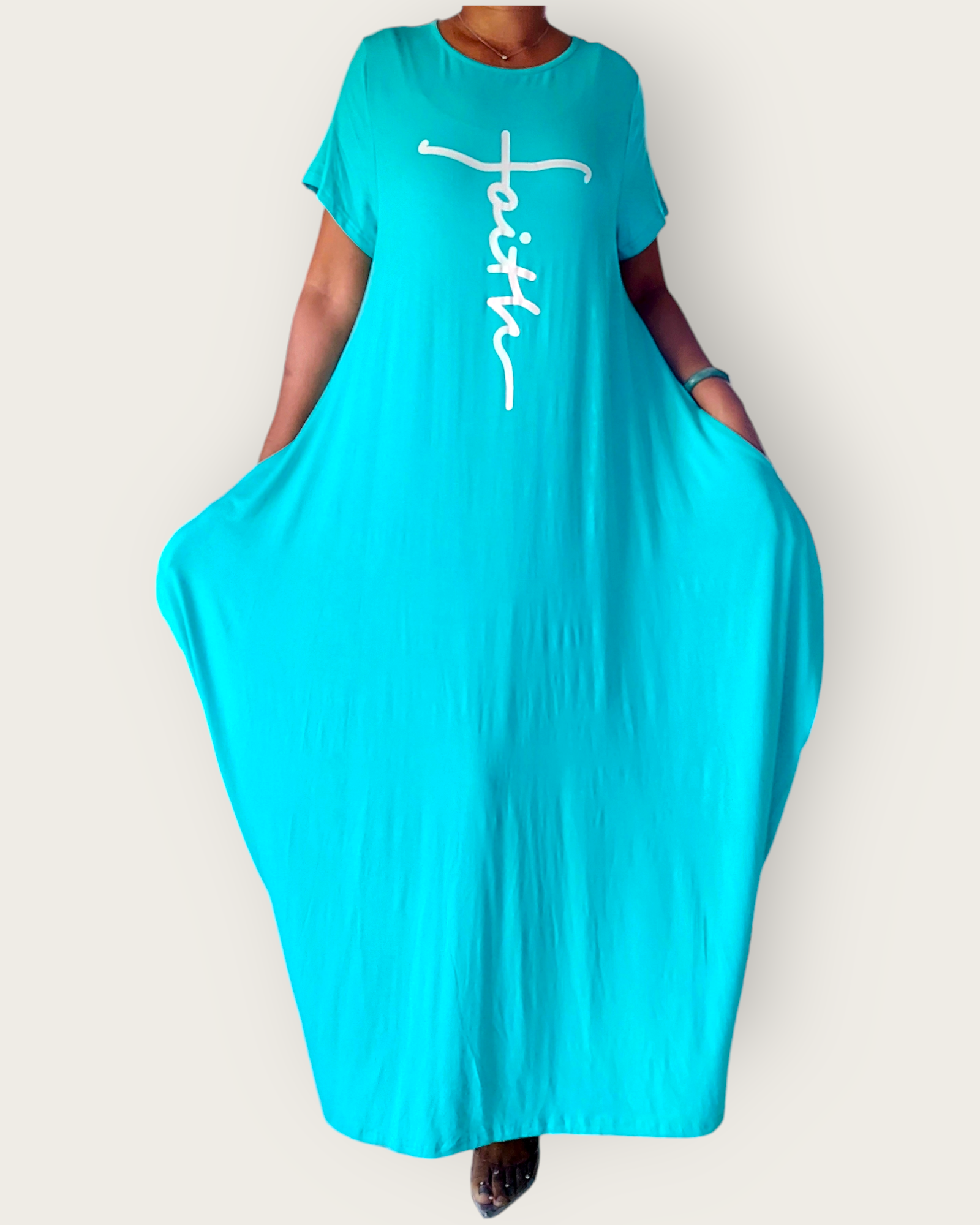 Faith Bubble  Jersey  Dress/Short Sleeve /Aqua 233440