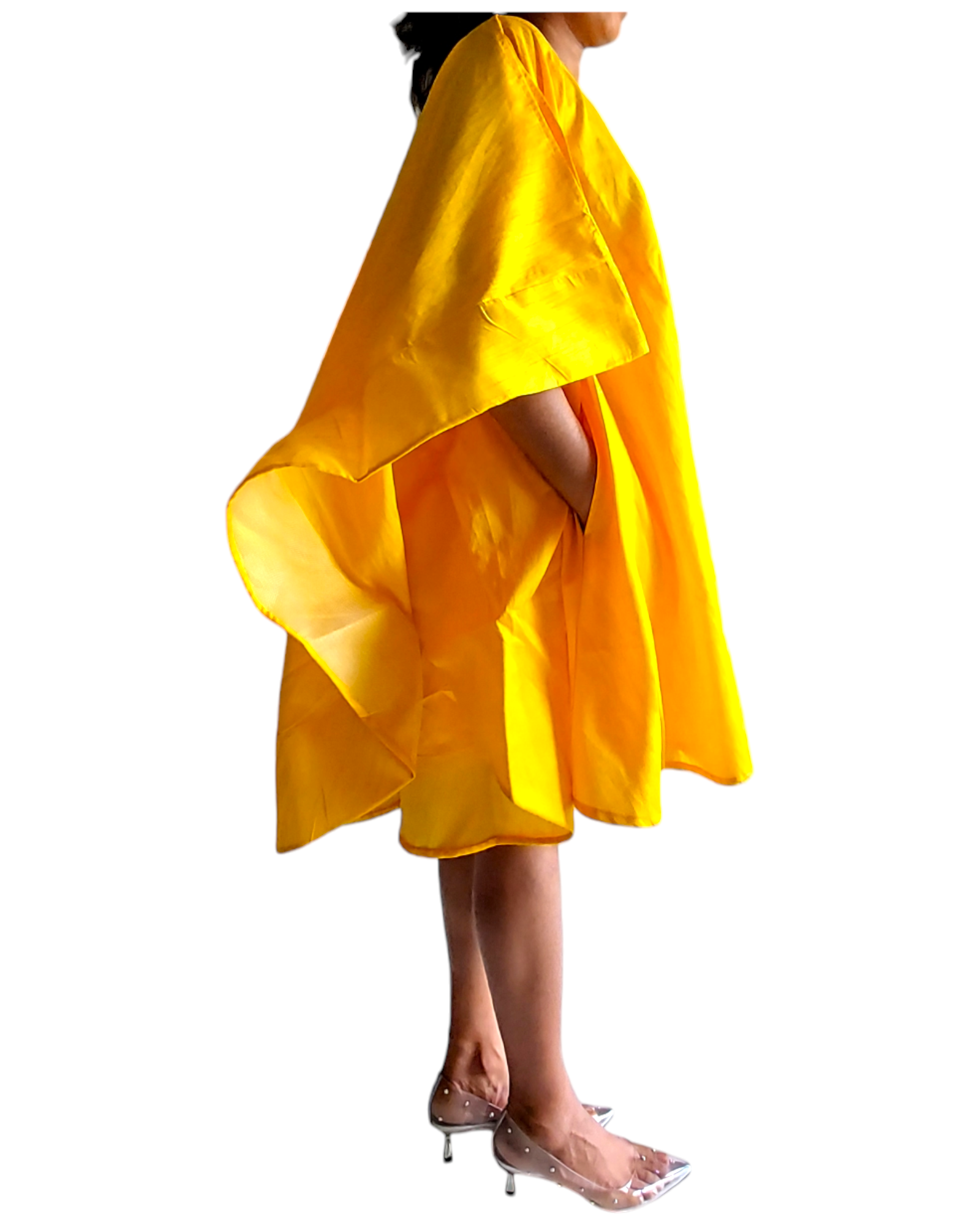 Wing Dress/Faux Silk/Poncho Dress/ Wing Sleeves- 25032 Gold