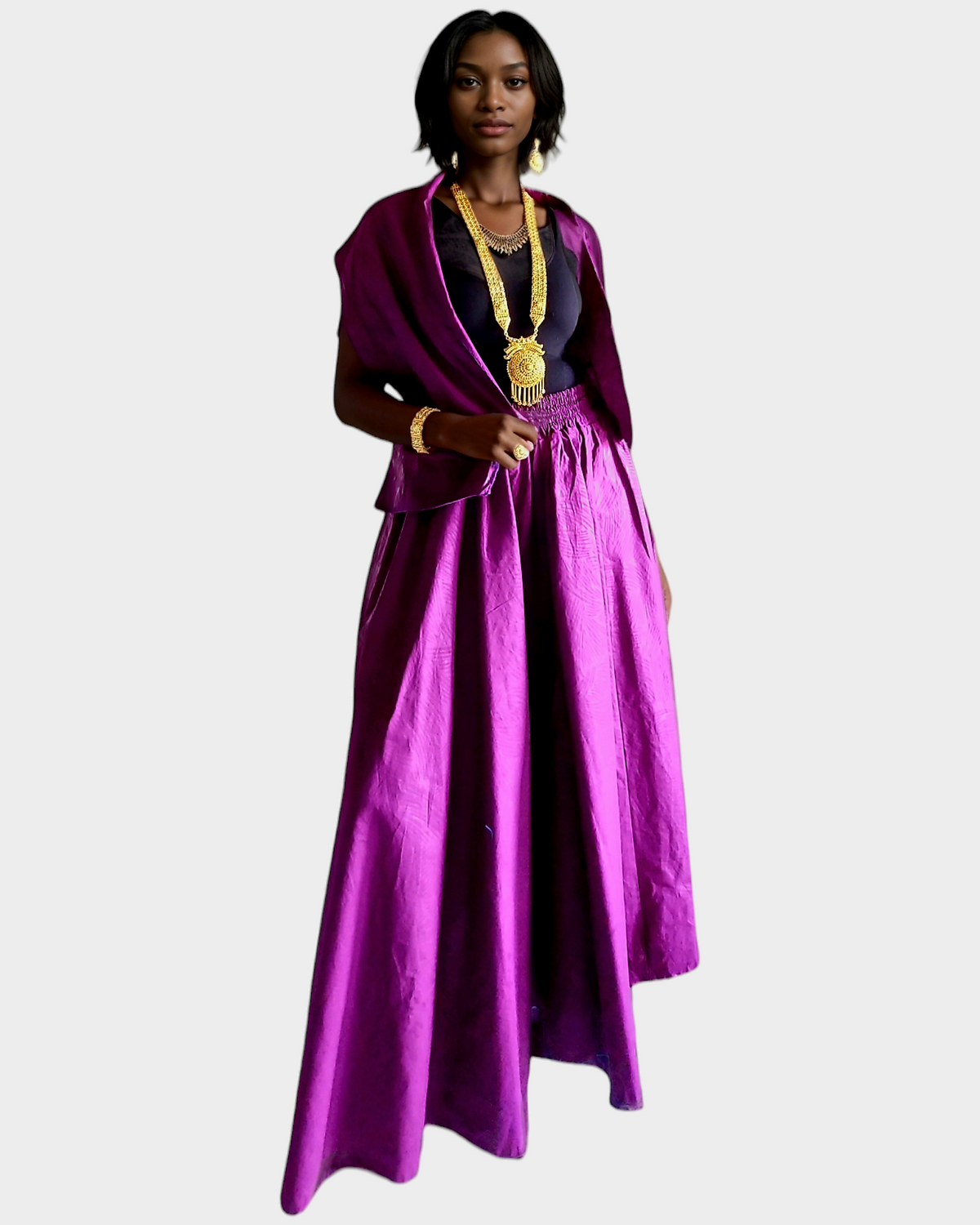 Embossed Maxi skirt- 1305 Purple
