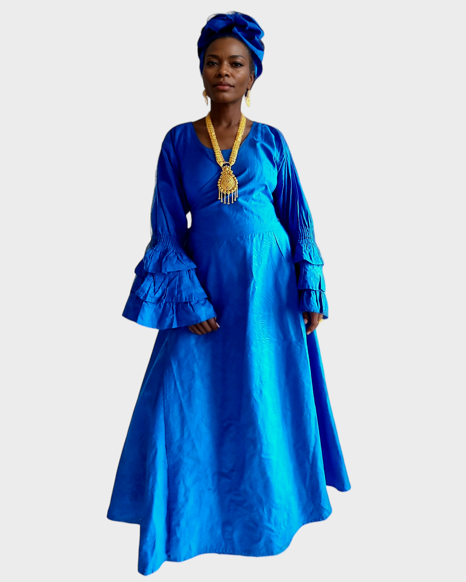 Embossed Wrap Dress - 1103 Royal Blue