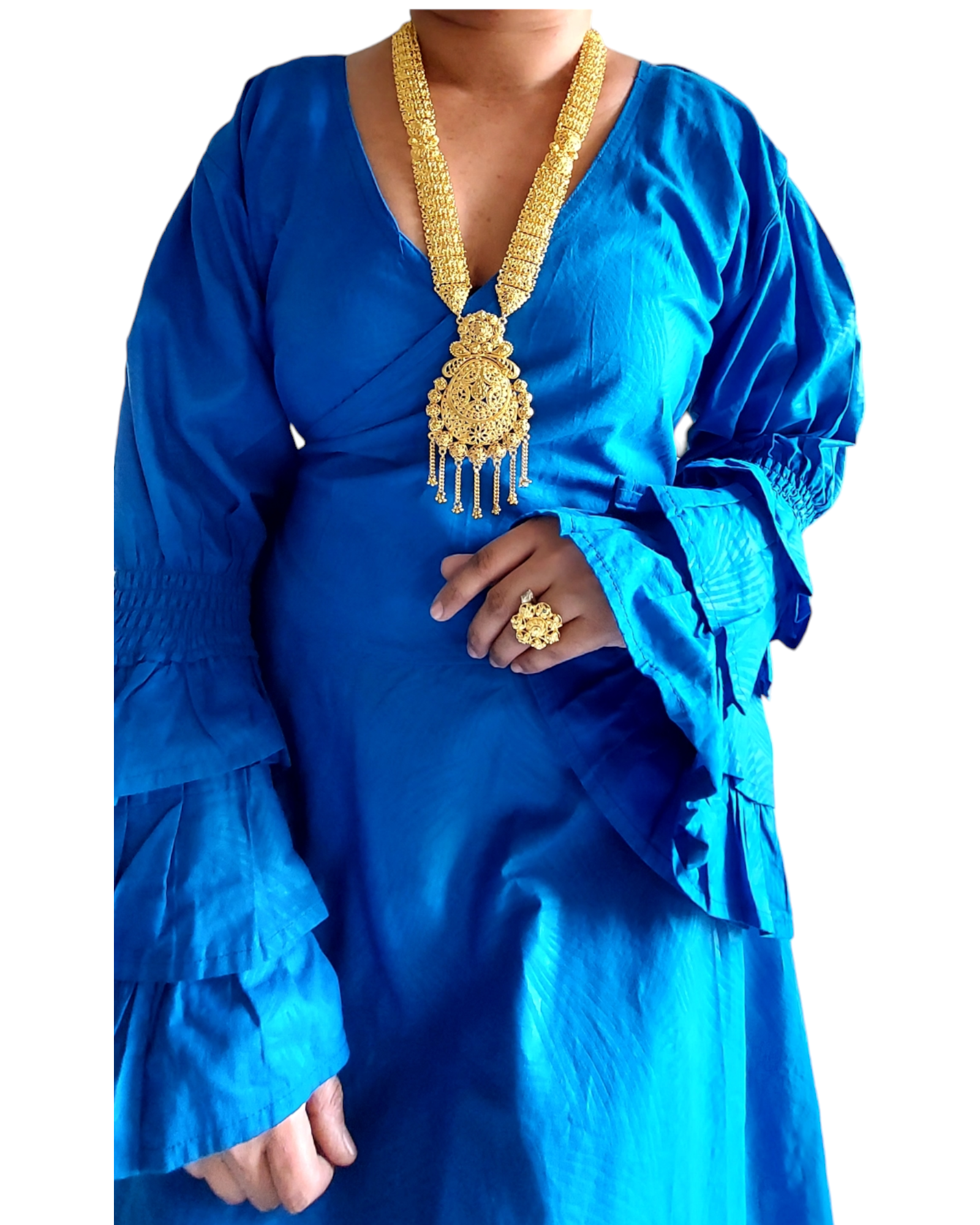 Embossed Wrap Dress - 1103 Royal Blue