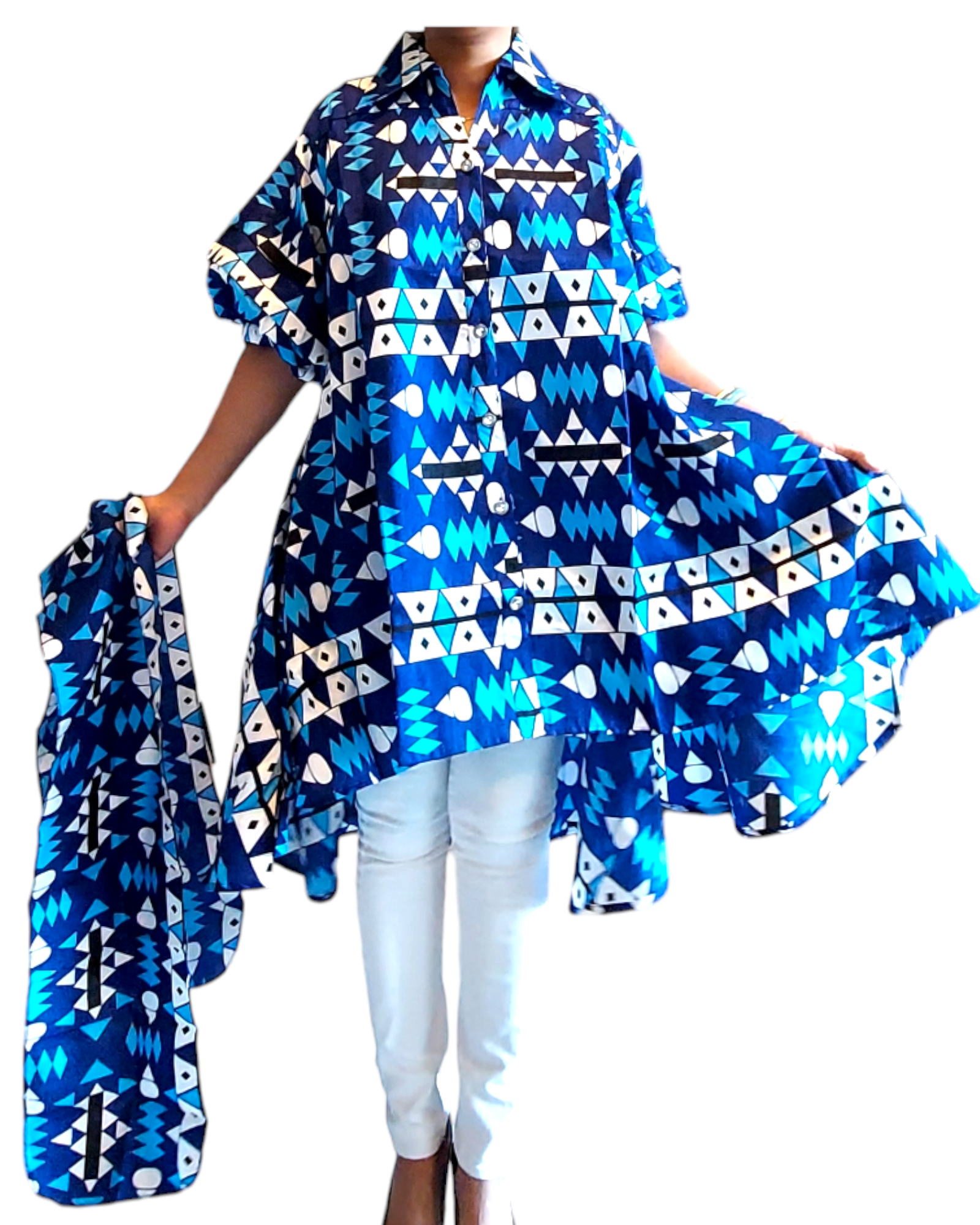 IB25013 - Swing Dress/ Faux Silk / Printed C