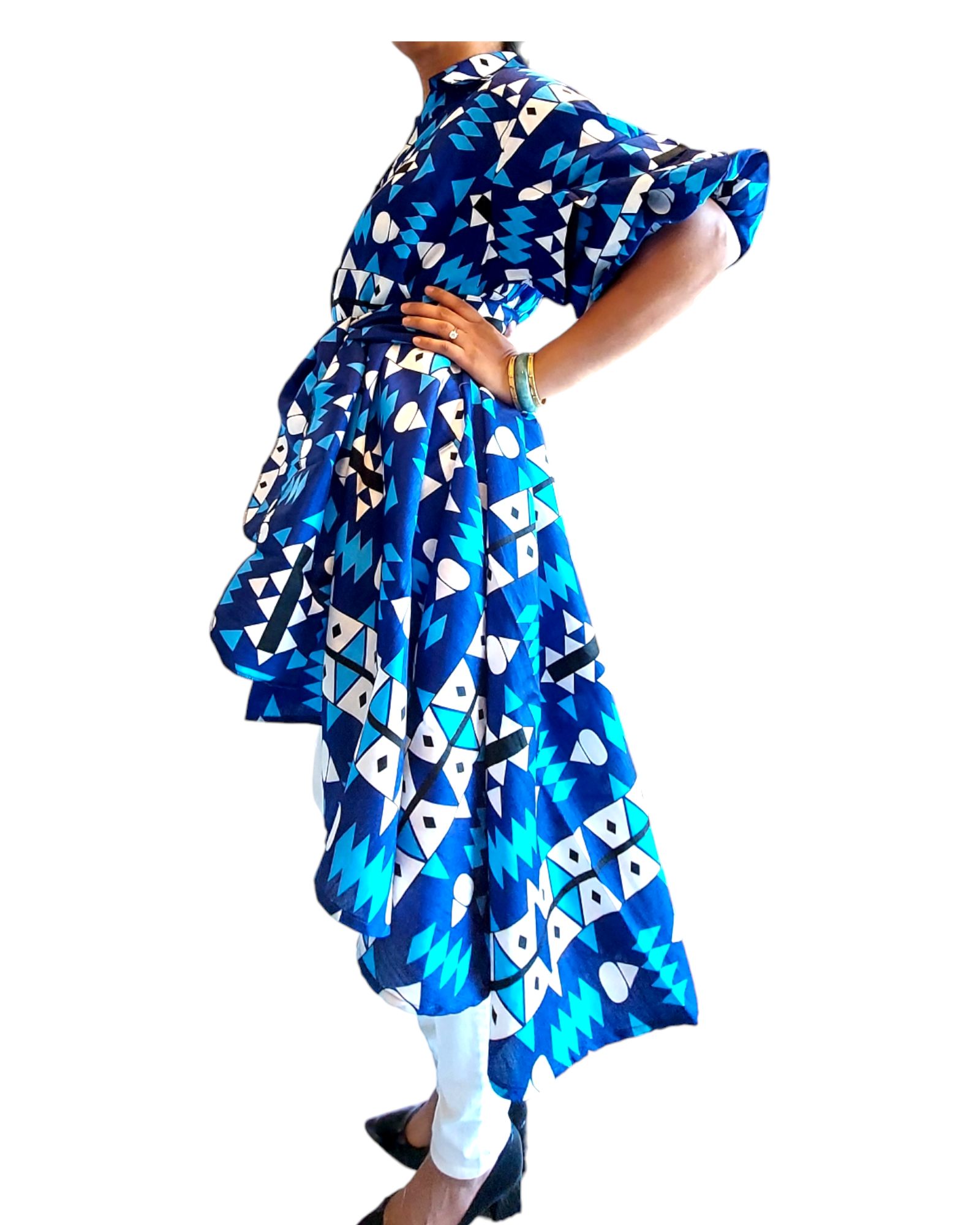 IB25013 - Swing Dress/ Faux Silk / Printed C