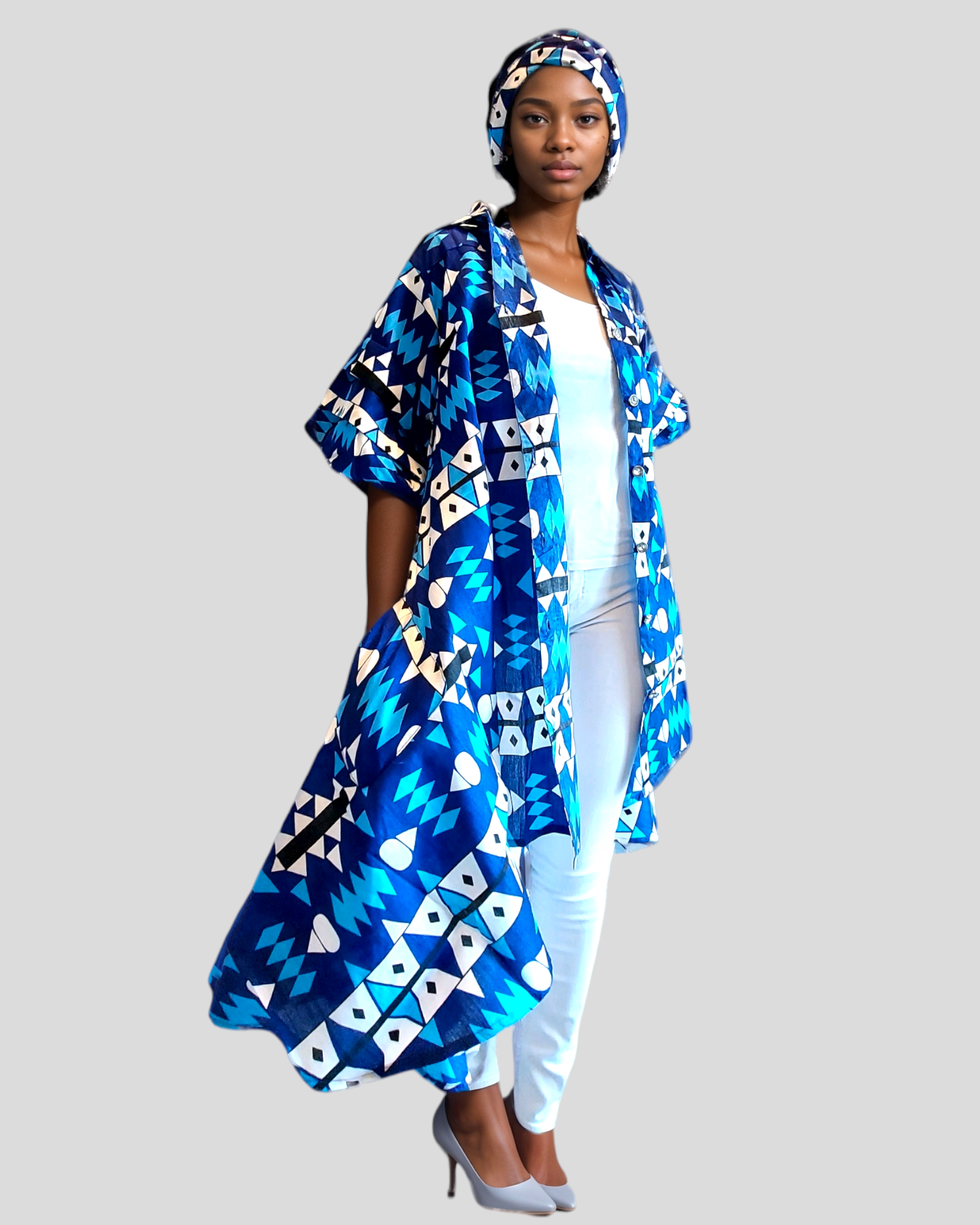 IB25013 - Swing Dress/ Faux Silk / Printed C