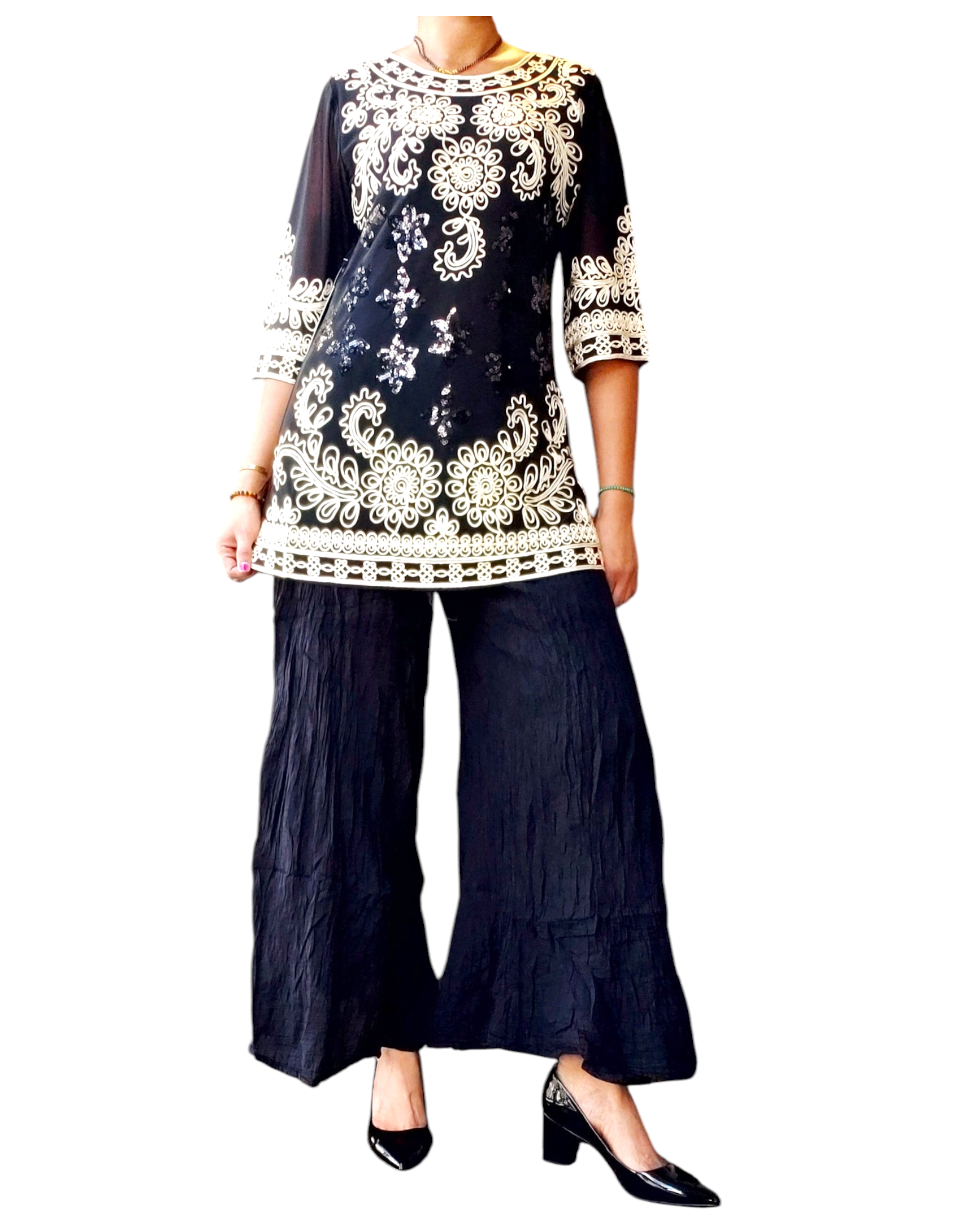 17683- Women sequin Embroidery Blouse