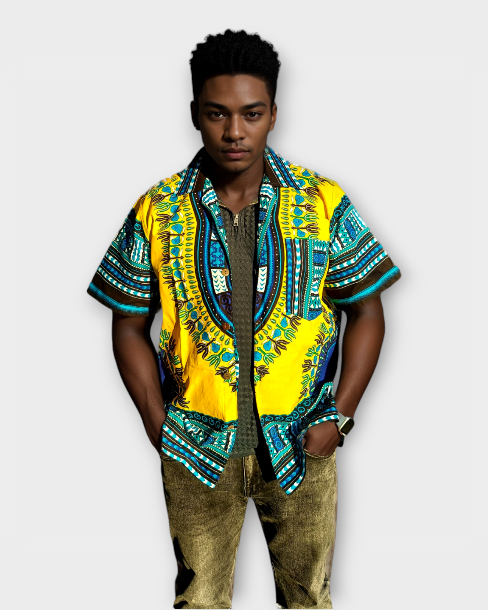 14A- Unisex Button Down Shirt- Dashiki