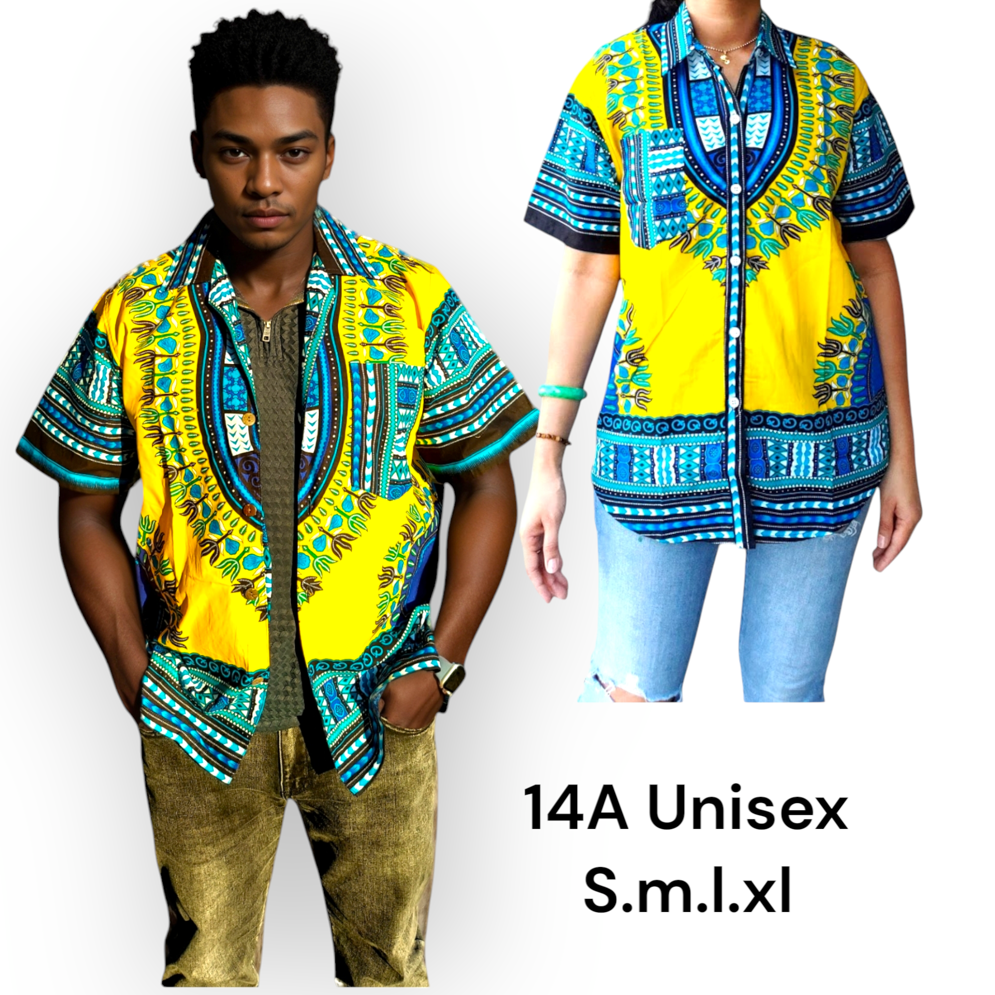 14A- Unisex Button Down Shirt- Dashiki