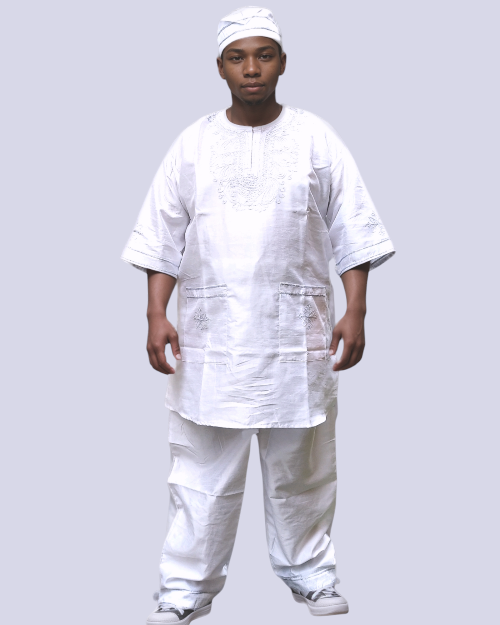 Men's African Attire/ 3Pcs Silk Embroidery Set