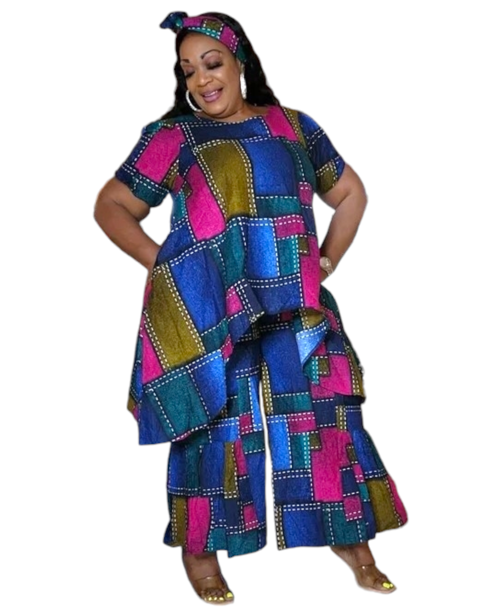 7772 - Woman Pant & Blouse Set  Print 604B