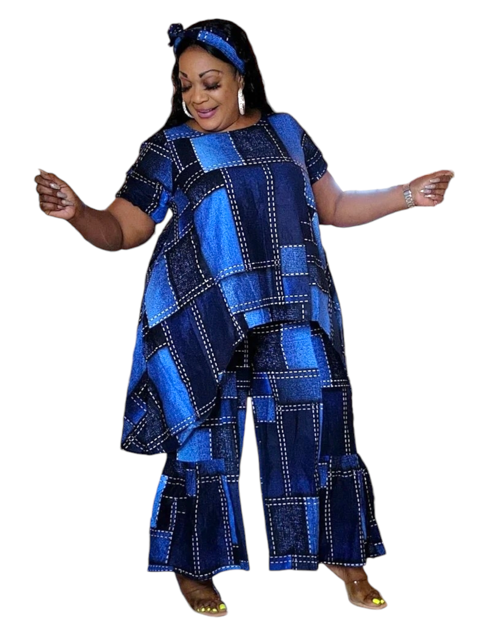 7772 - Woman Pant & Blouse Set  Print 604