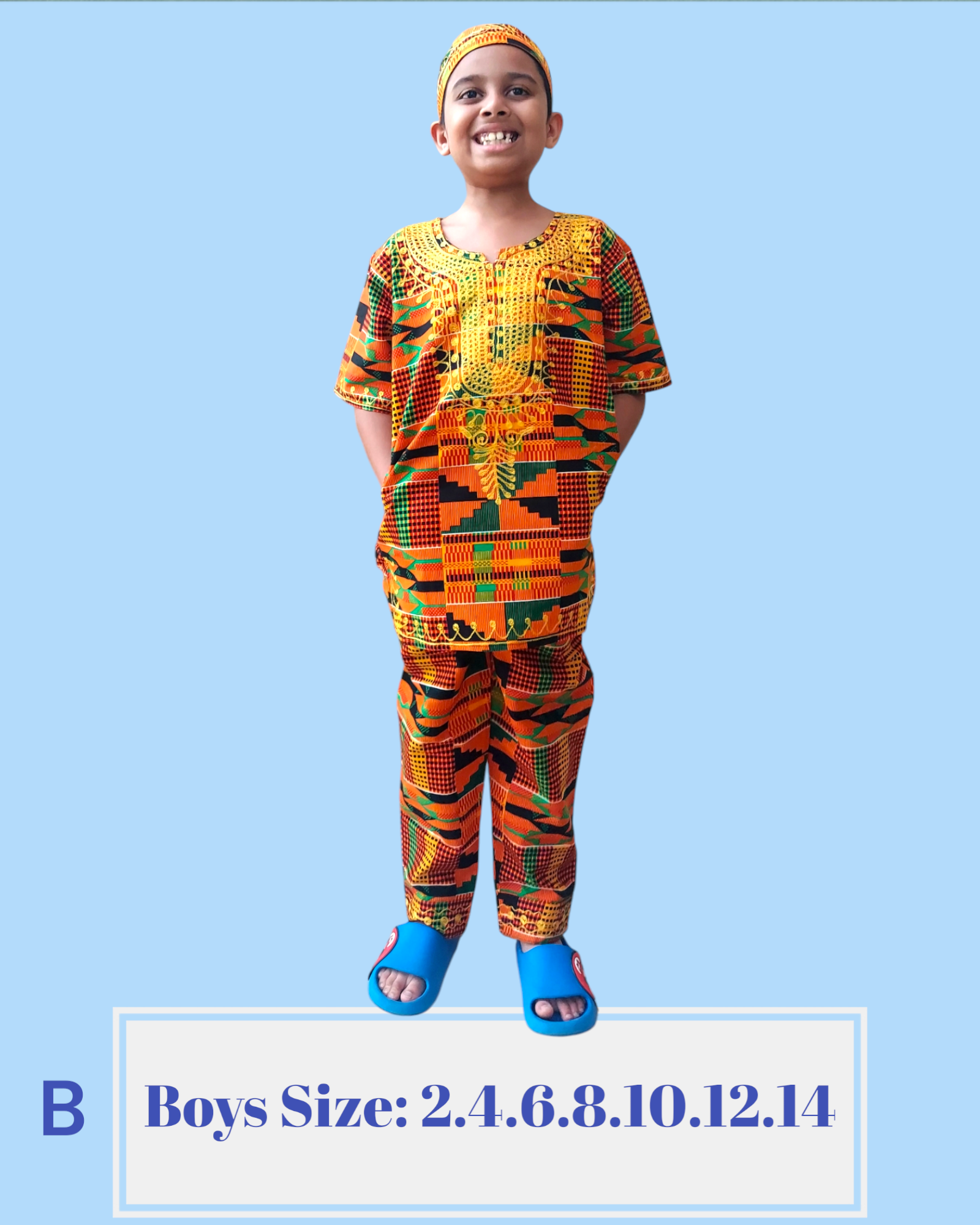 (Pack of 7)Boys 3 Pcs Set/ Pant/Tunic/Kufi Hat B