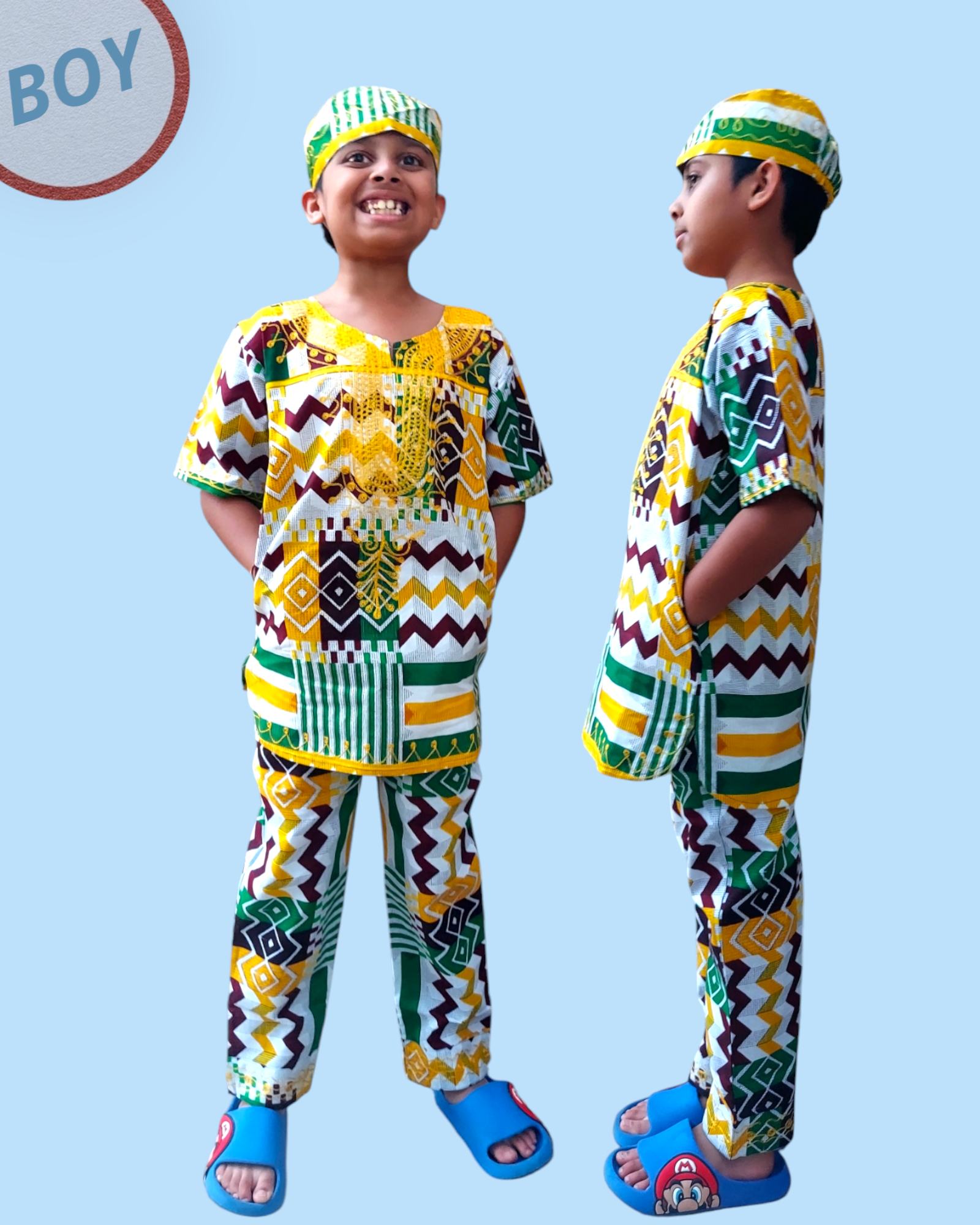(Pack of 7) Boys 3 Pcs Set/ Pant/Tunic/Kufi Hat H
